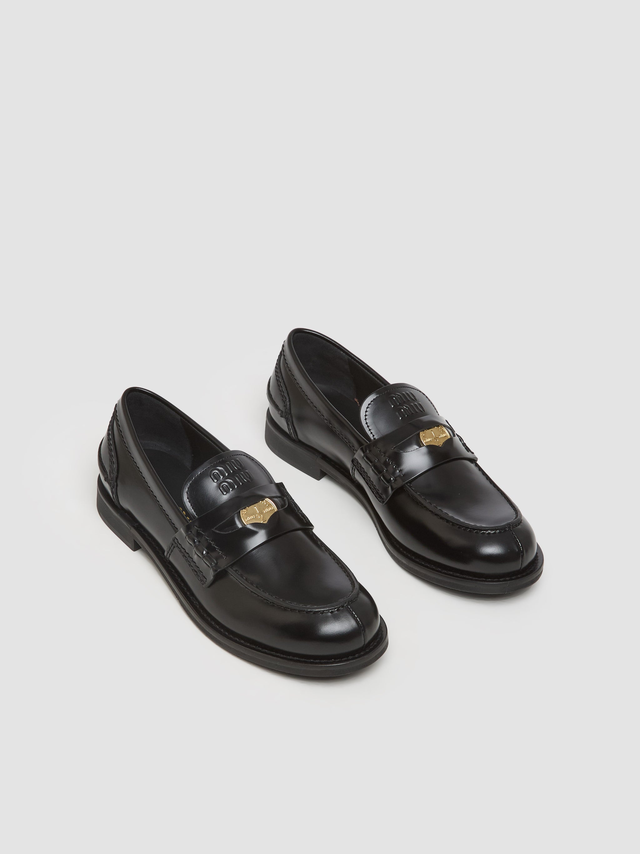 Leather Penny Loafers in Black