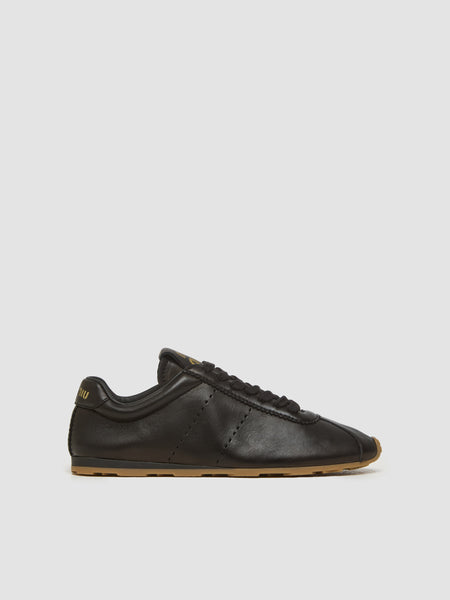 Miu Miu - Lace-Up Leather Sneaker in Black