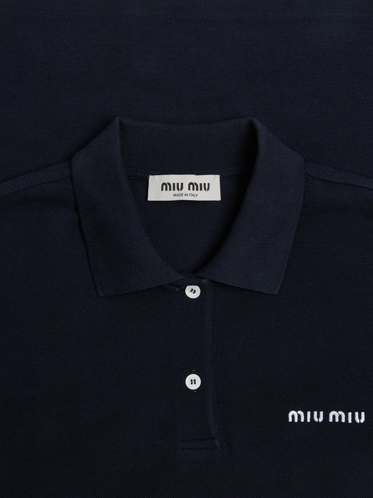 Logo Embroidery Polo Top in Navy