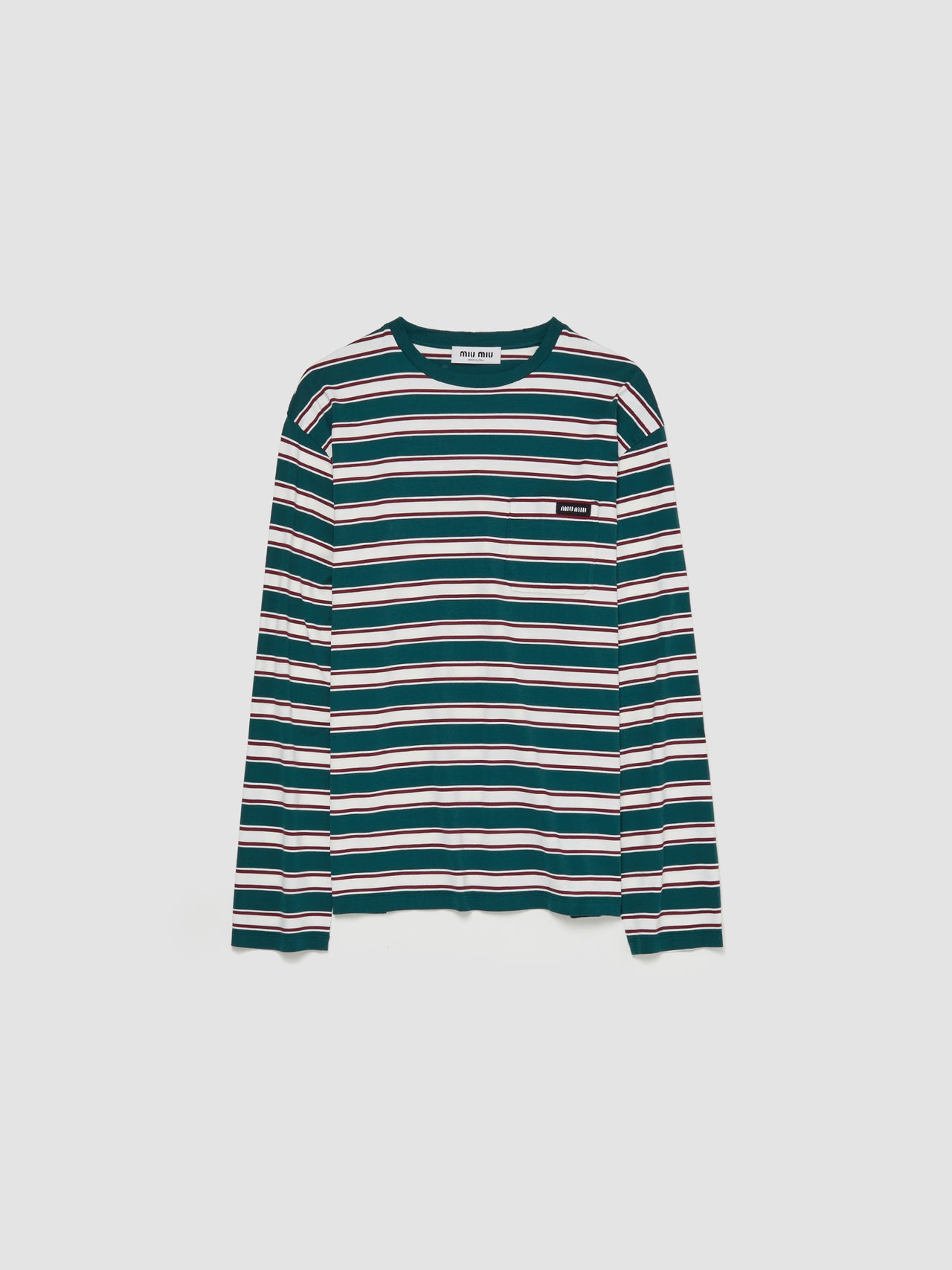 Long Sleeve Striped T-Shirt in Green & Cognac