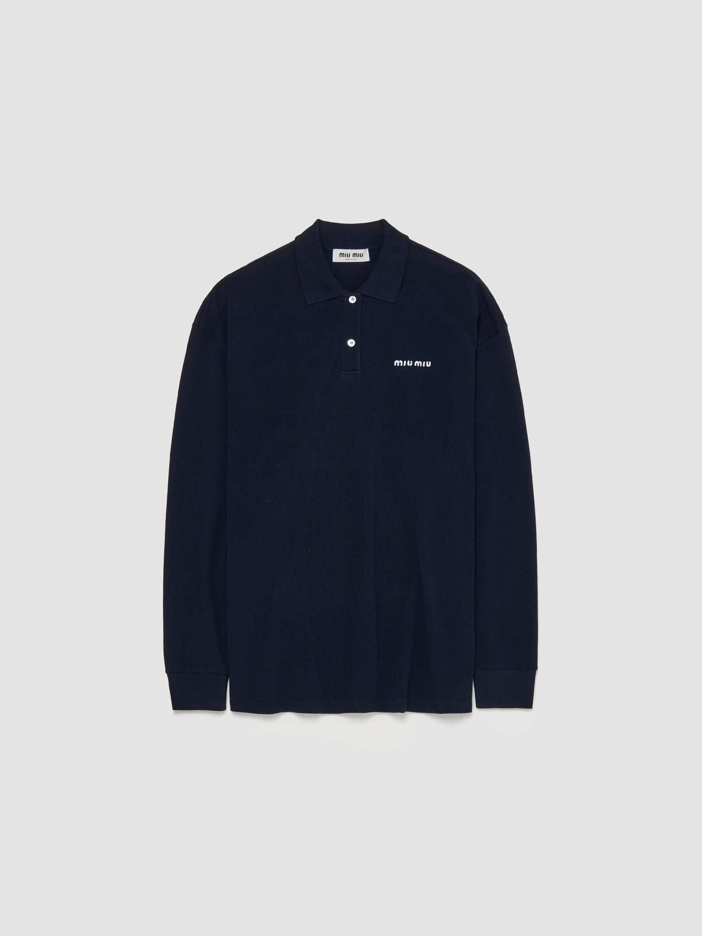 Logo Embroidery Polo Top in Navy