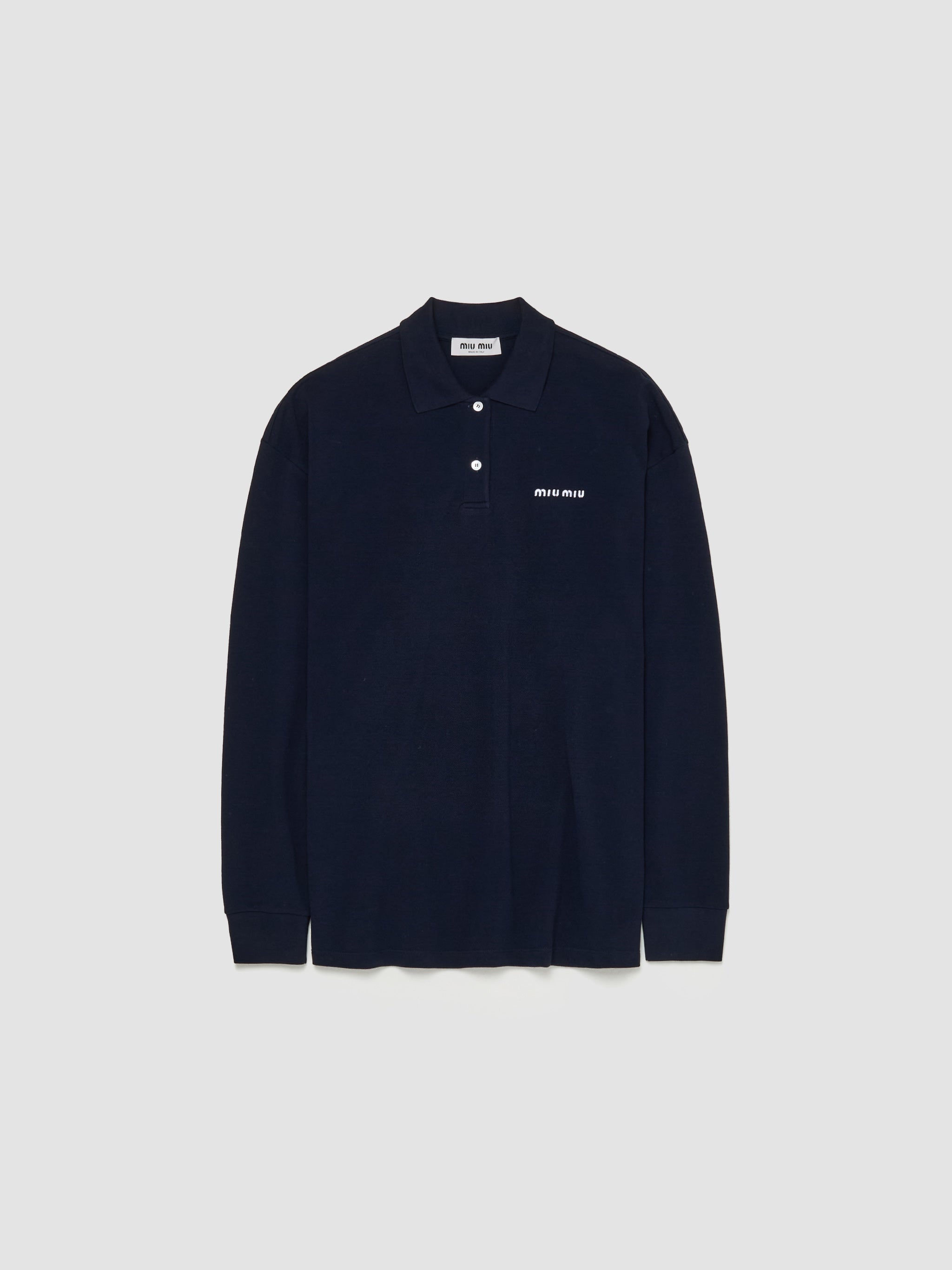 Logo Embroidery Polo Top in Navy