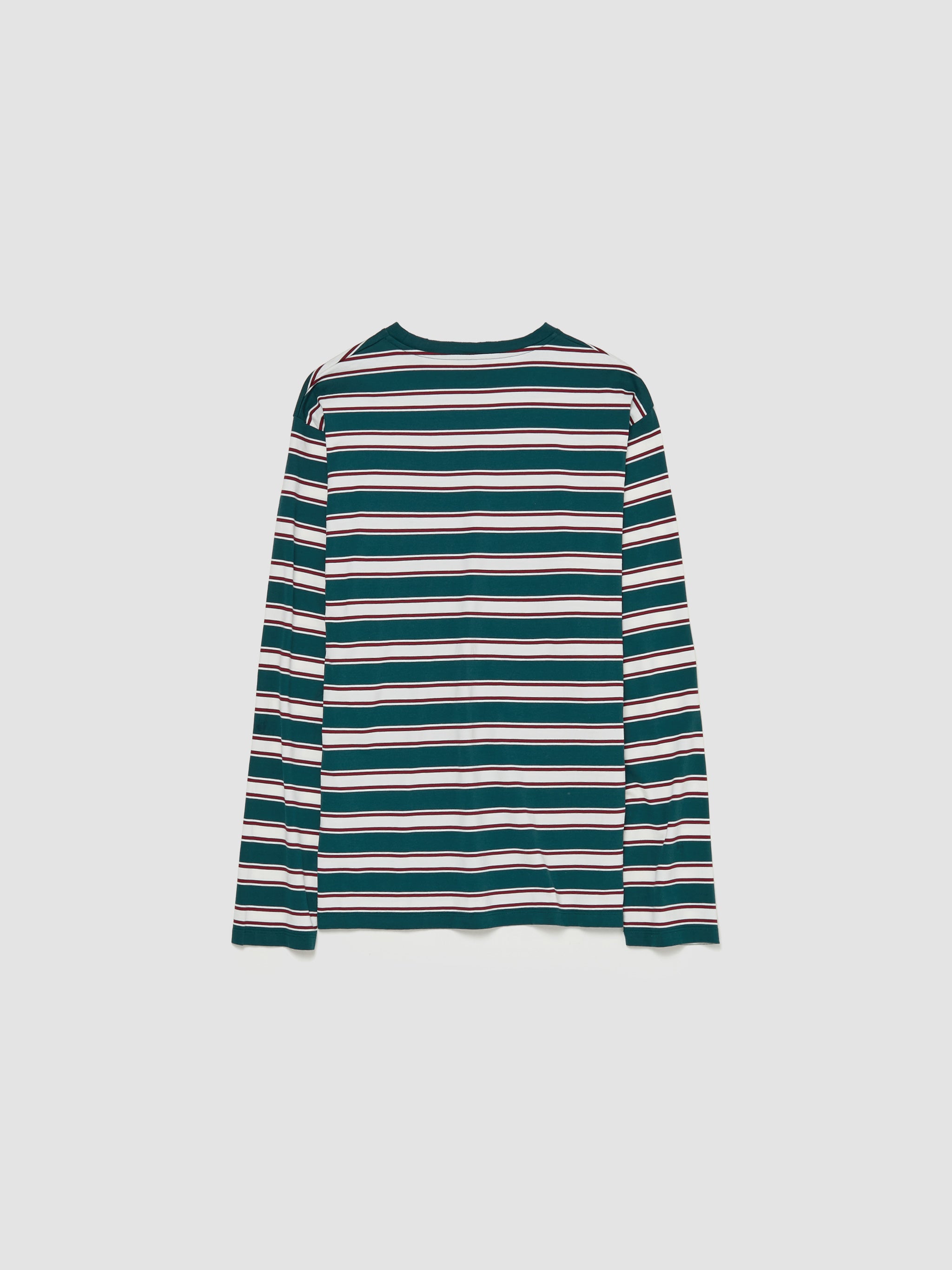 Long Sleeve Striped T-Shirt in Green & Cognac