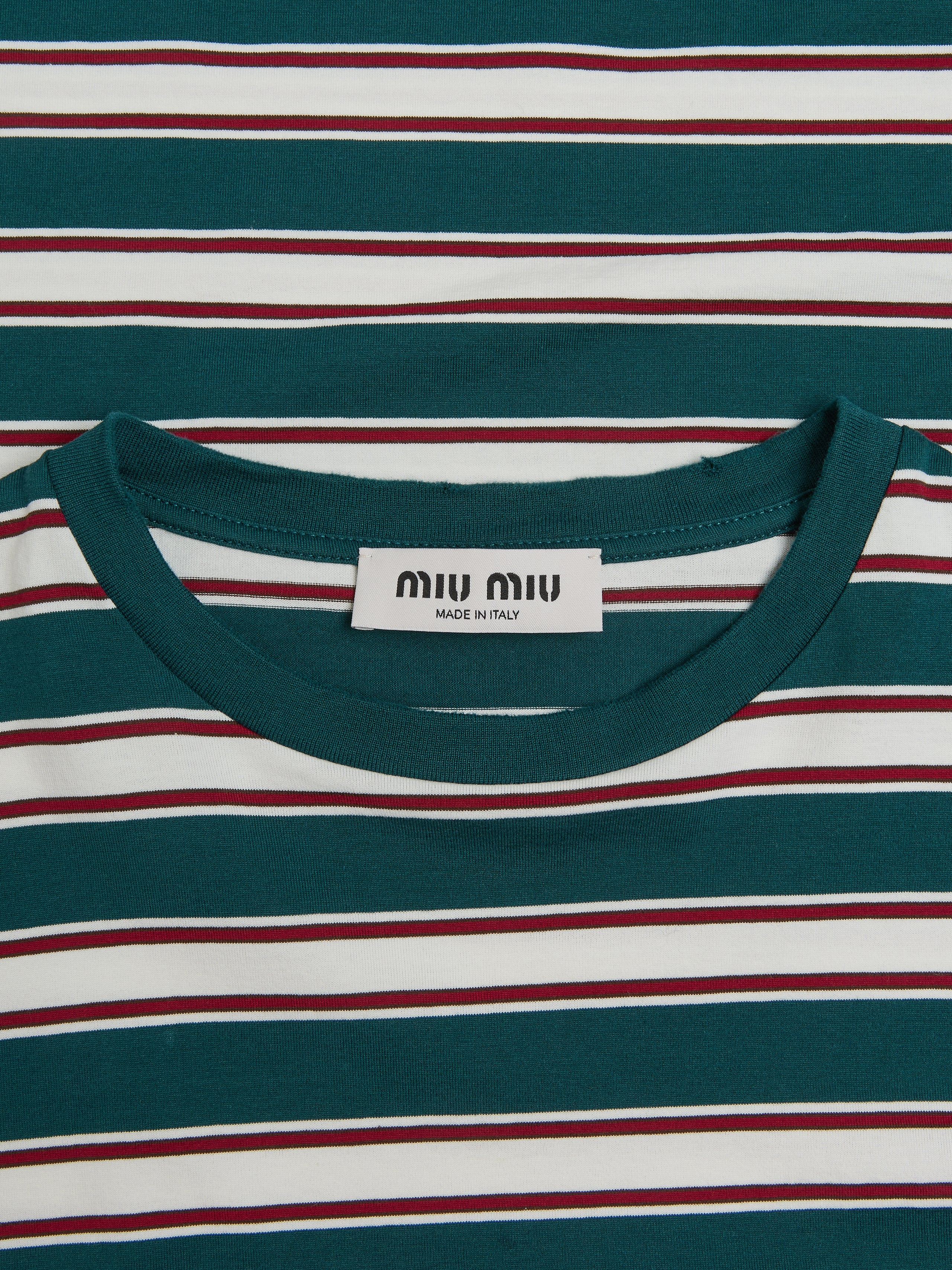 Long Sleeve Striped T-Shirt in Green & Cognac