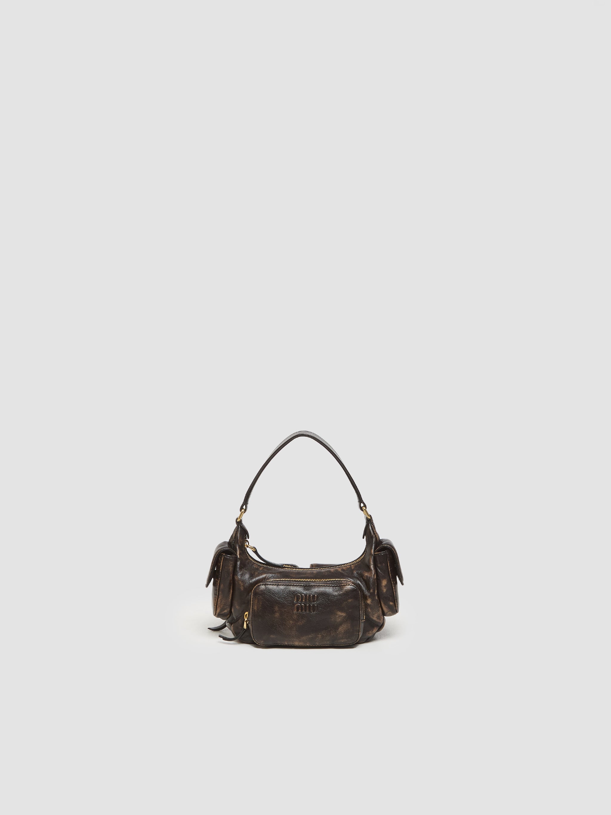 Nappa Leather Pocket Bag in Coffee