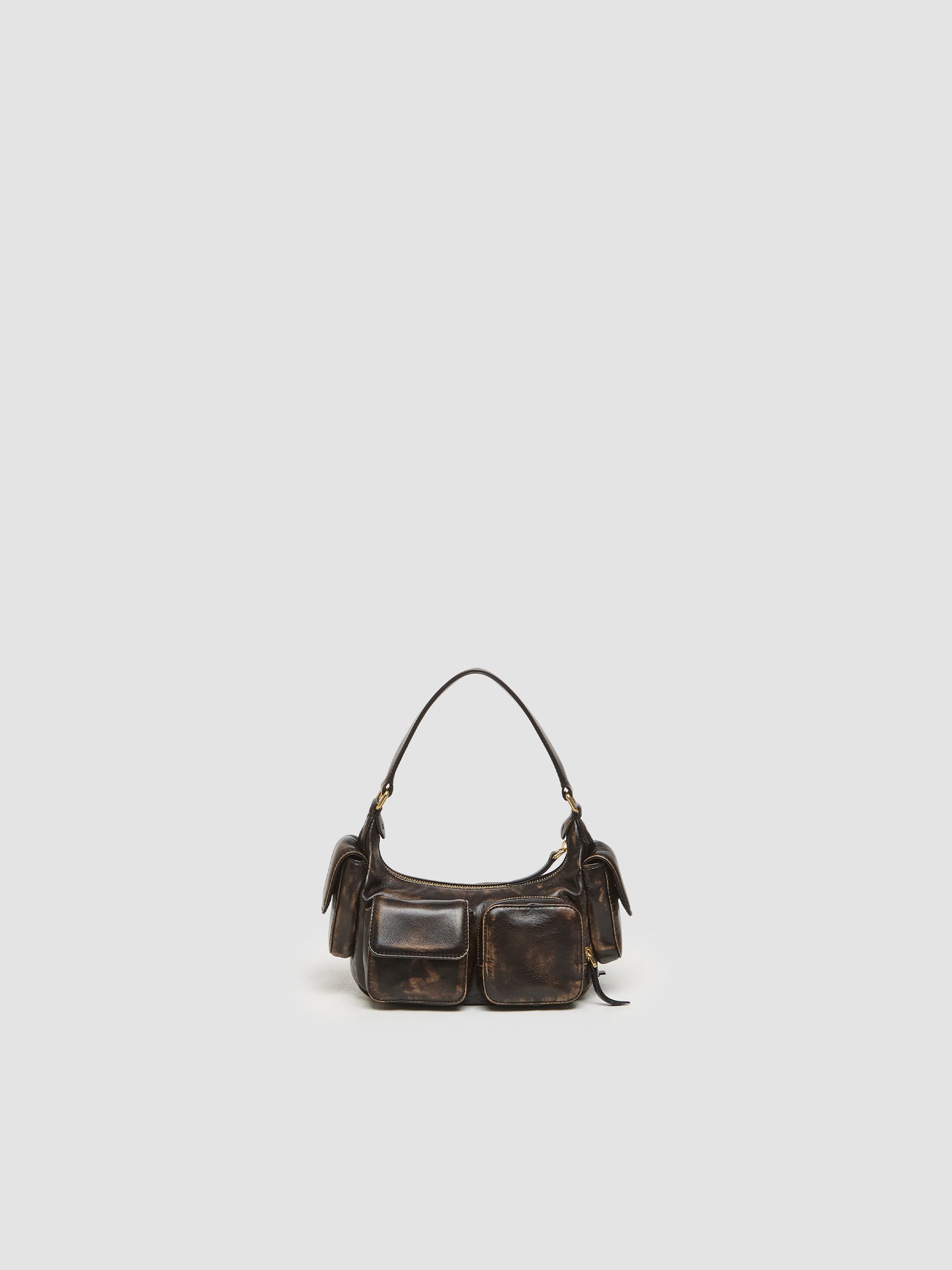 Nappa Leather Pocket Bag in Coffee