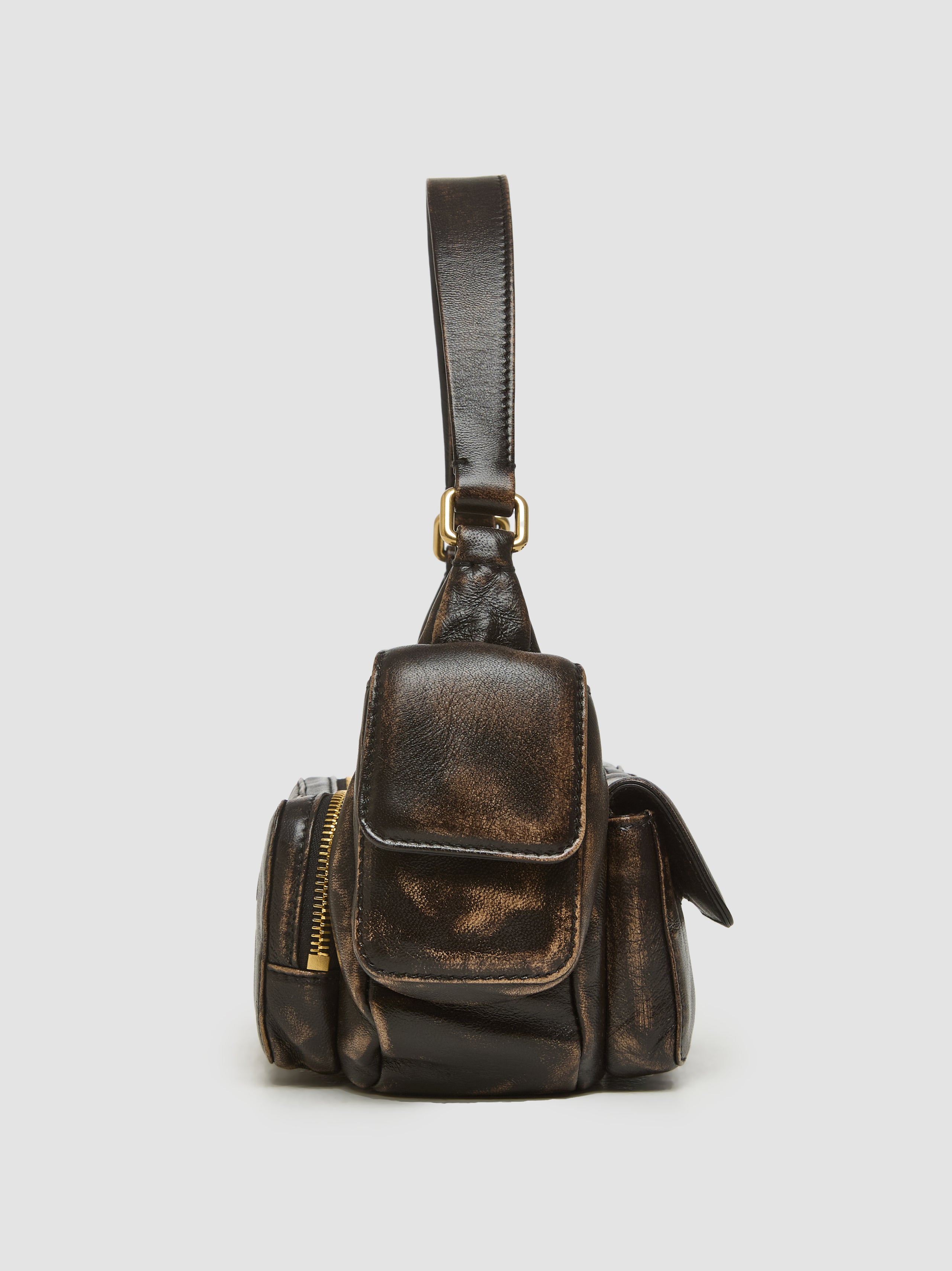 Nappa Leather Pocket Bag in Coffee