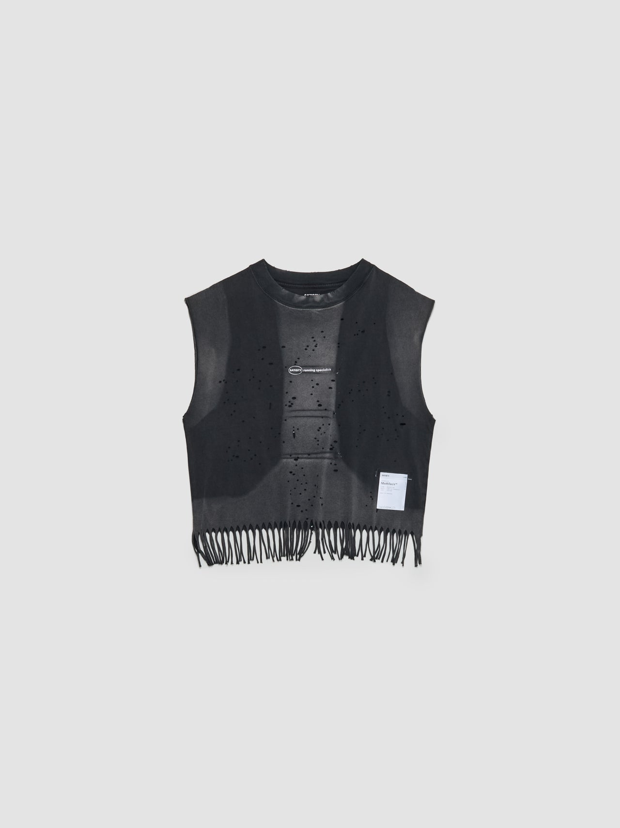 MothTech Fringe Muscle Tee in Sun Bleached Black