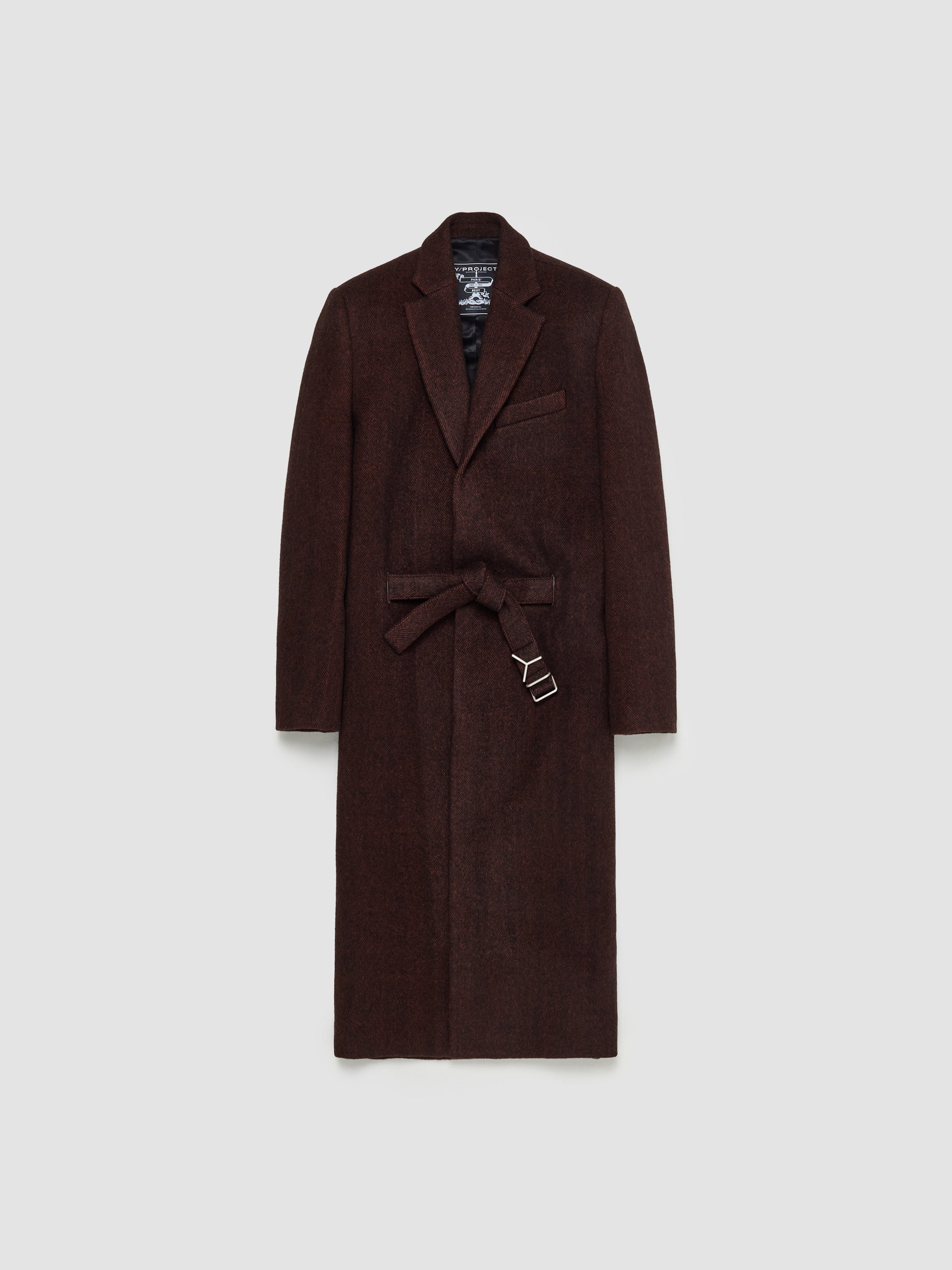 Y Belt Coat in Brown