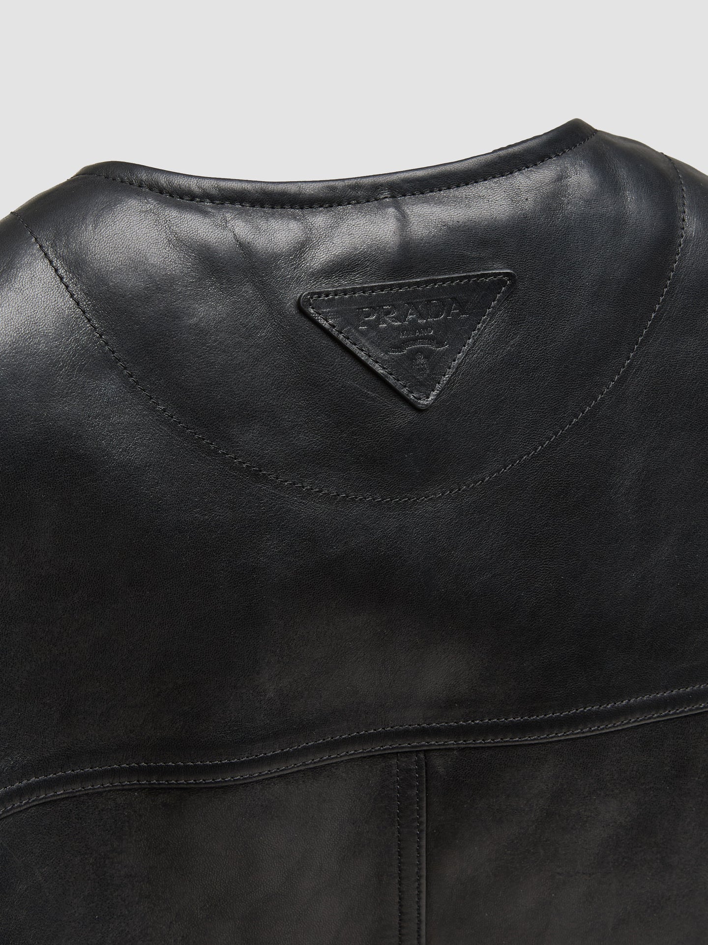 Leather and Lambskin Vest in Black