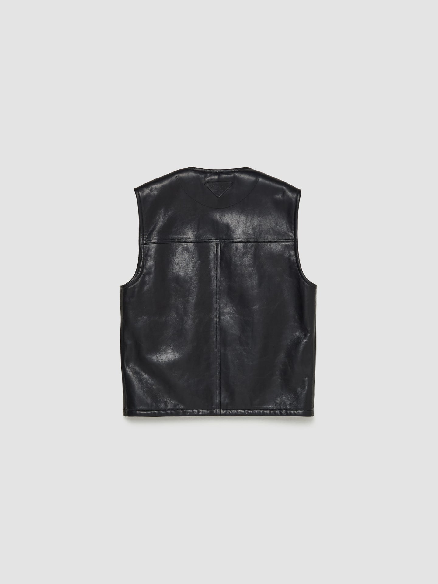 Leather and Lambskin Vest in Black