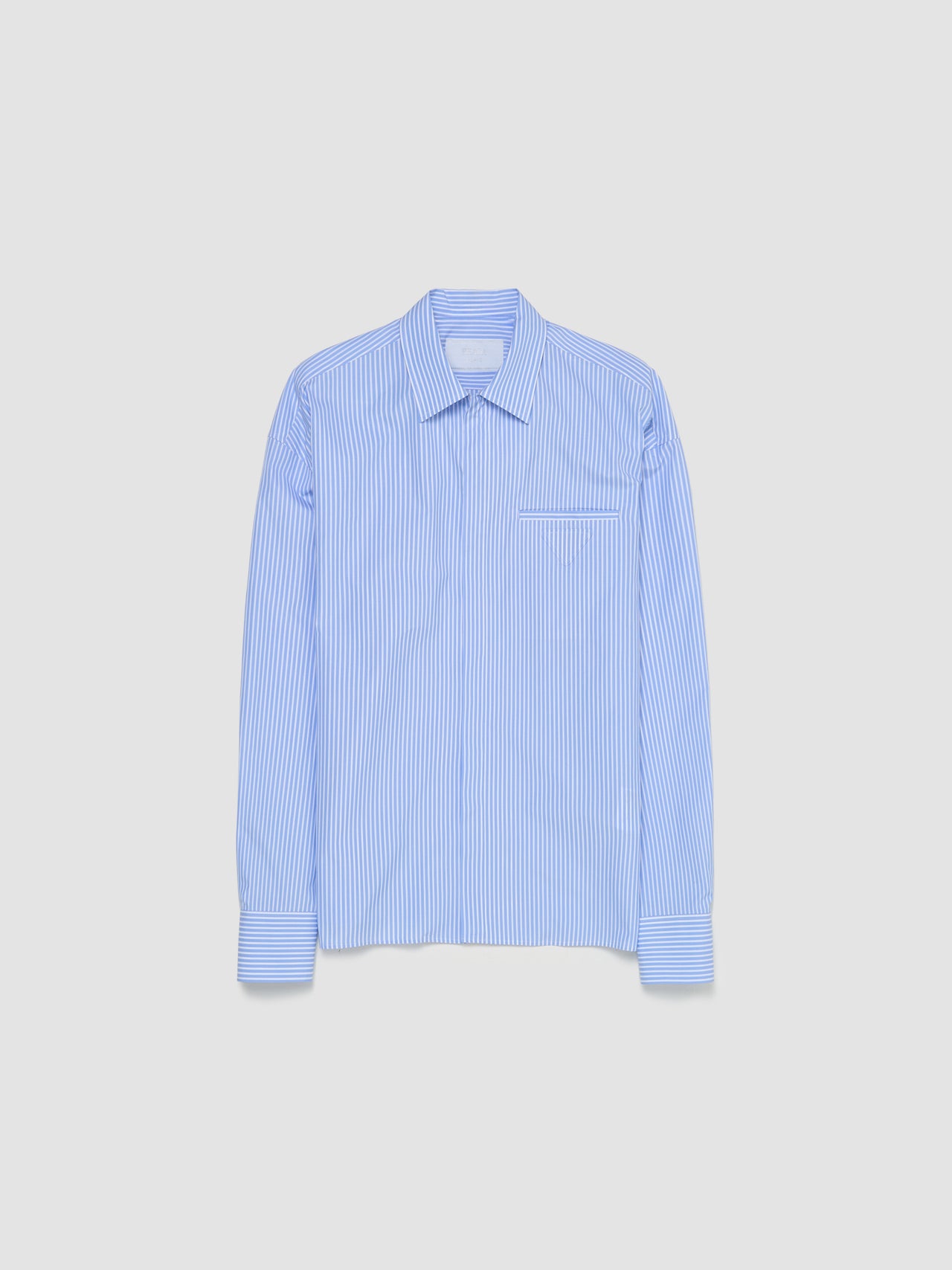 Cotton Shirt in White & Light Blue