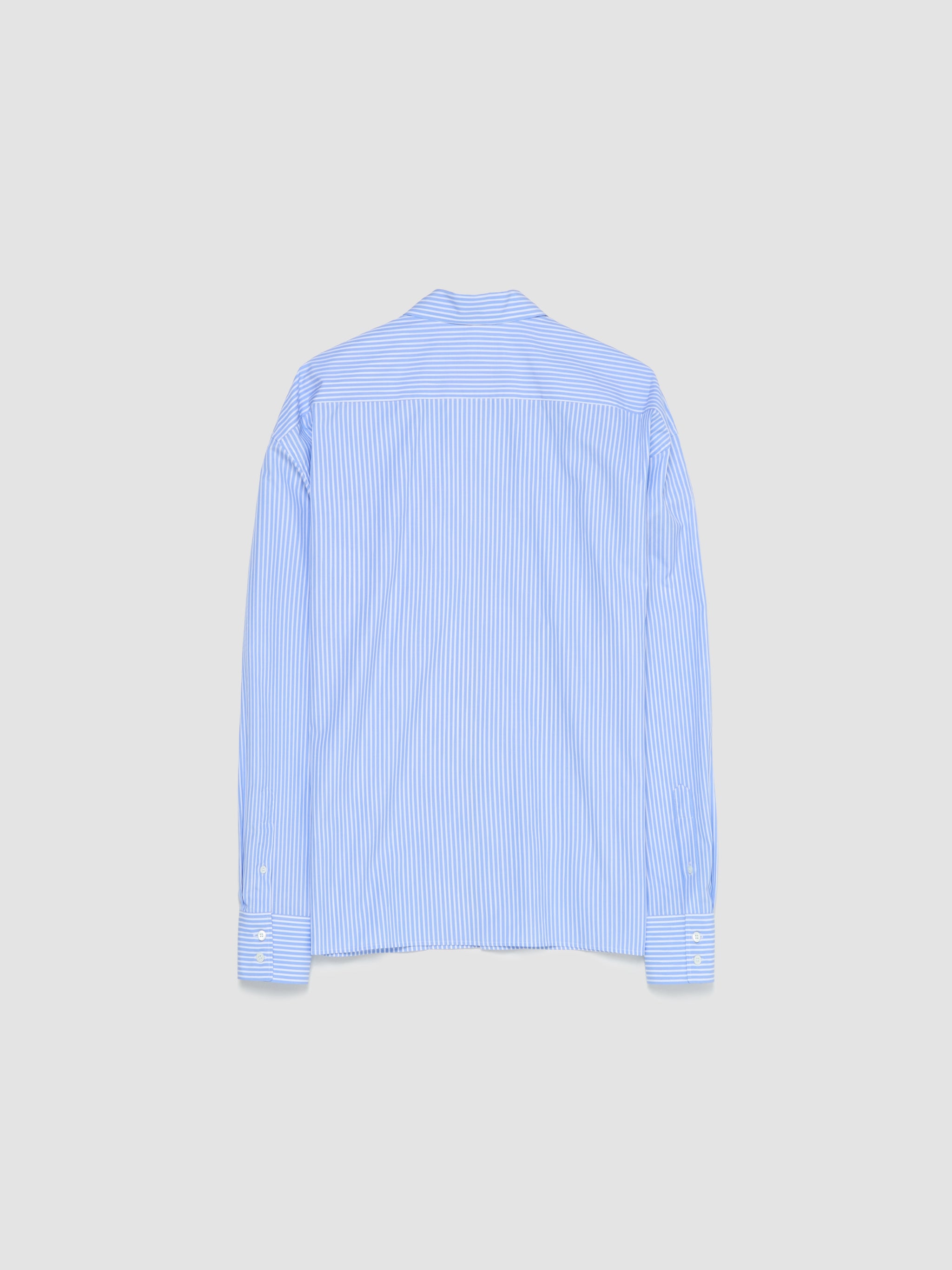 Cotton Shirt in White & Light Blue