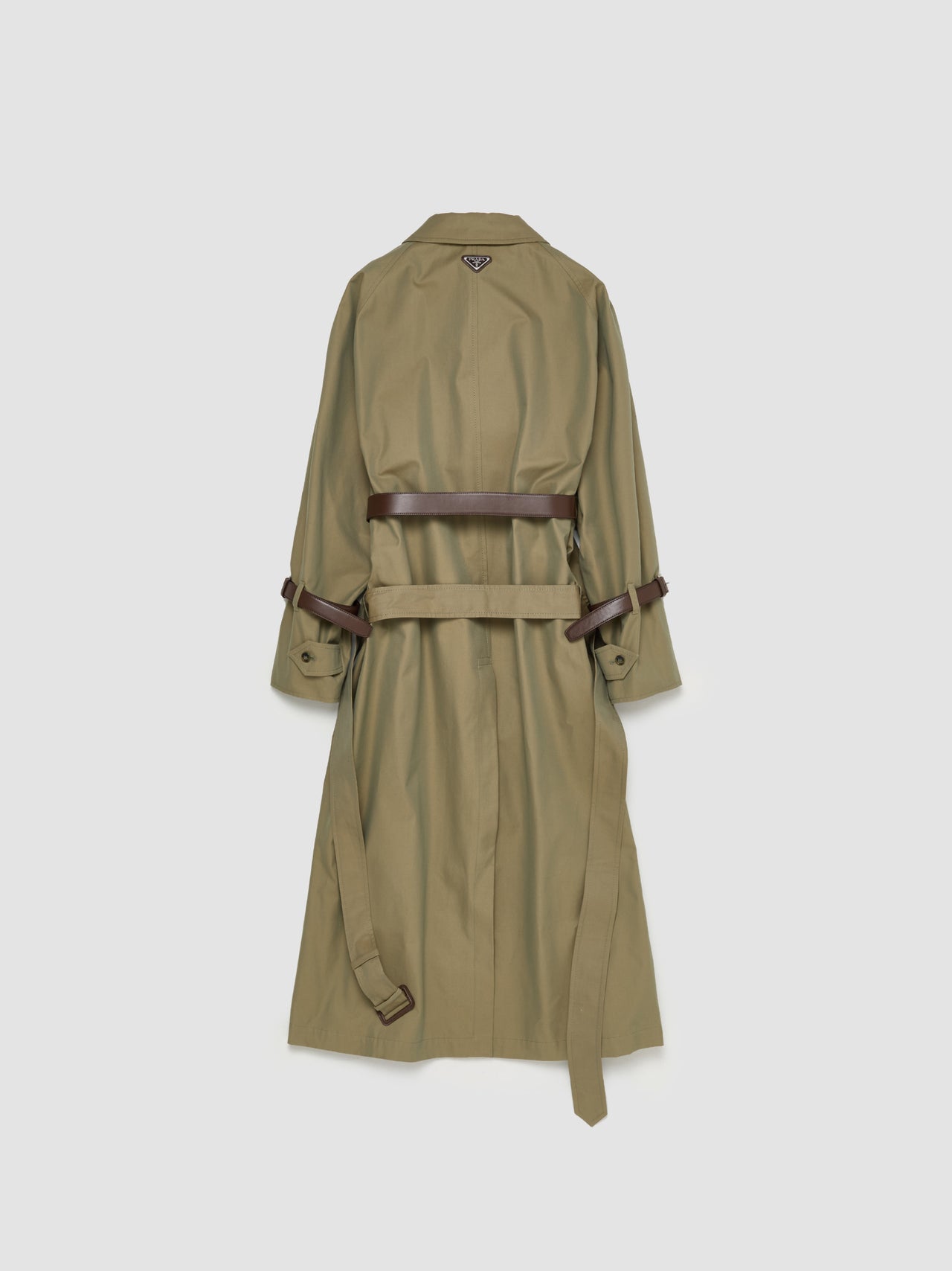 Single-Breasted Cotton Twill Trench Coat in Olive