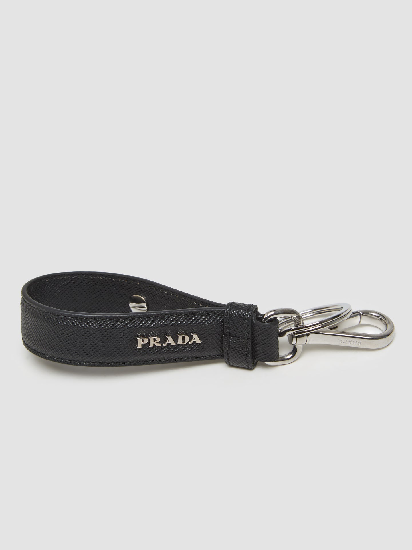 Saffiano Leather Keychain in Black