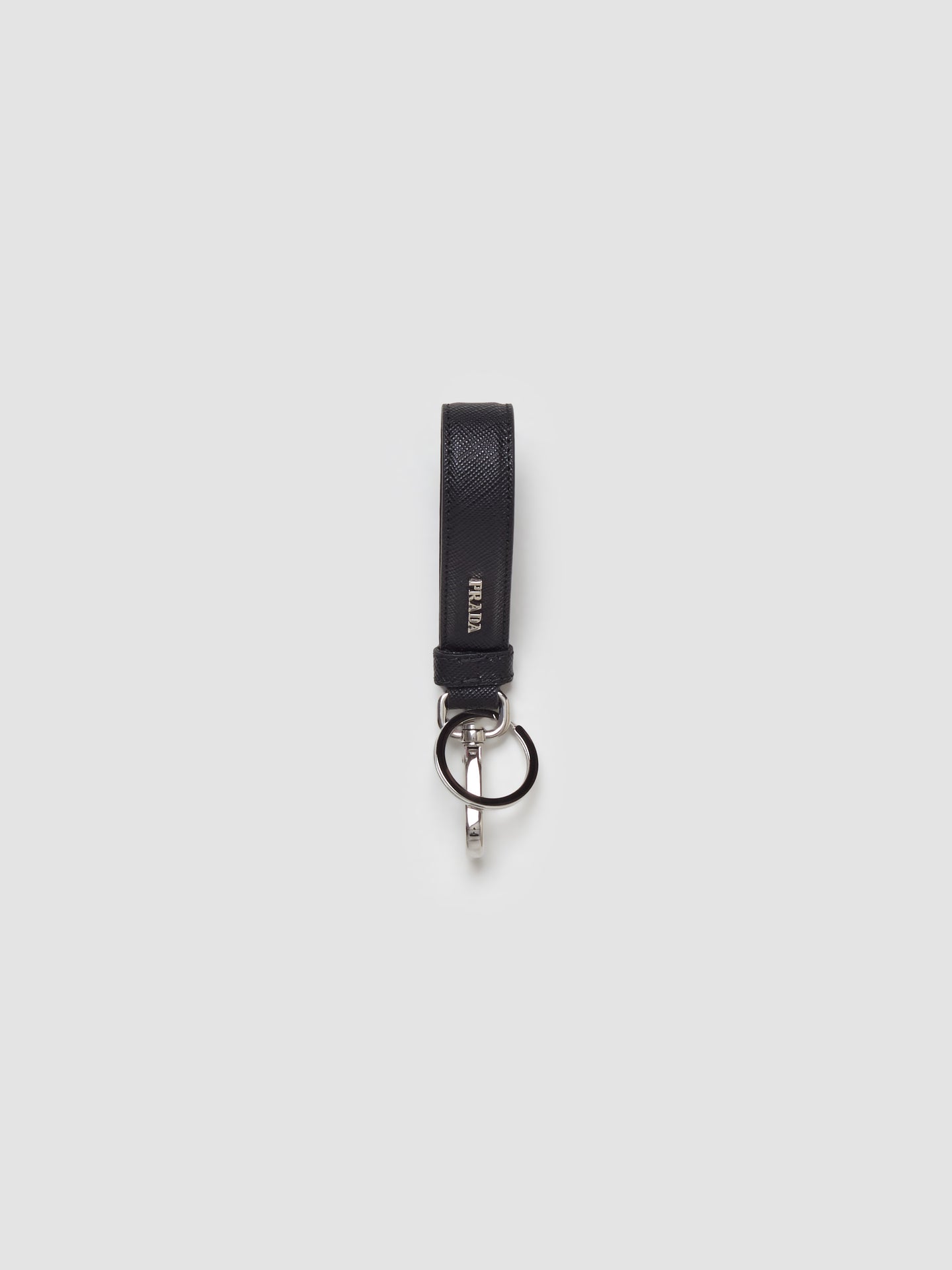 Saffiano Leather Keychain in Black