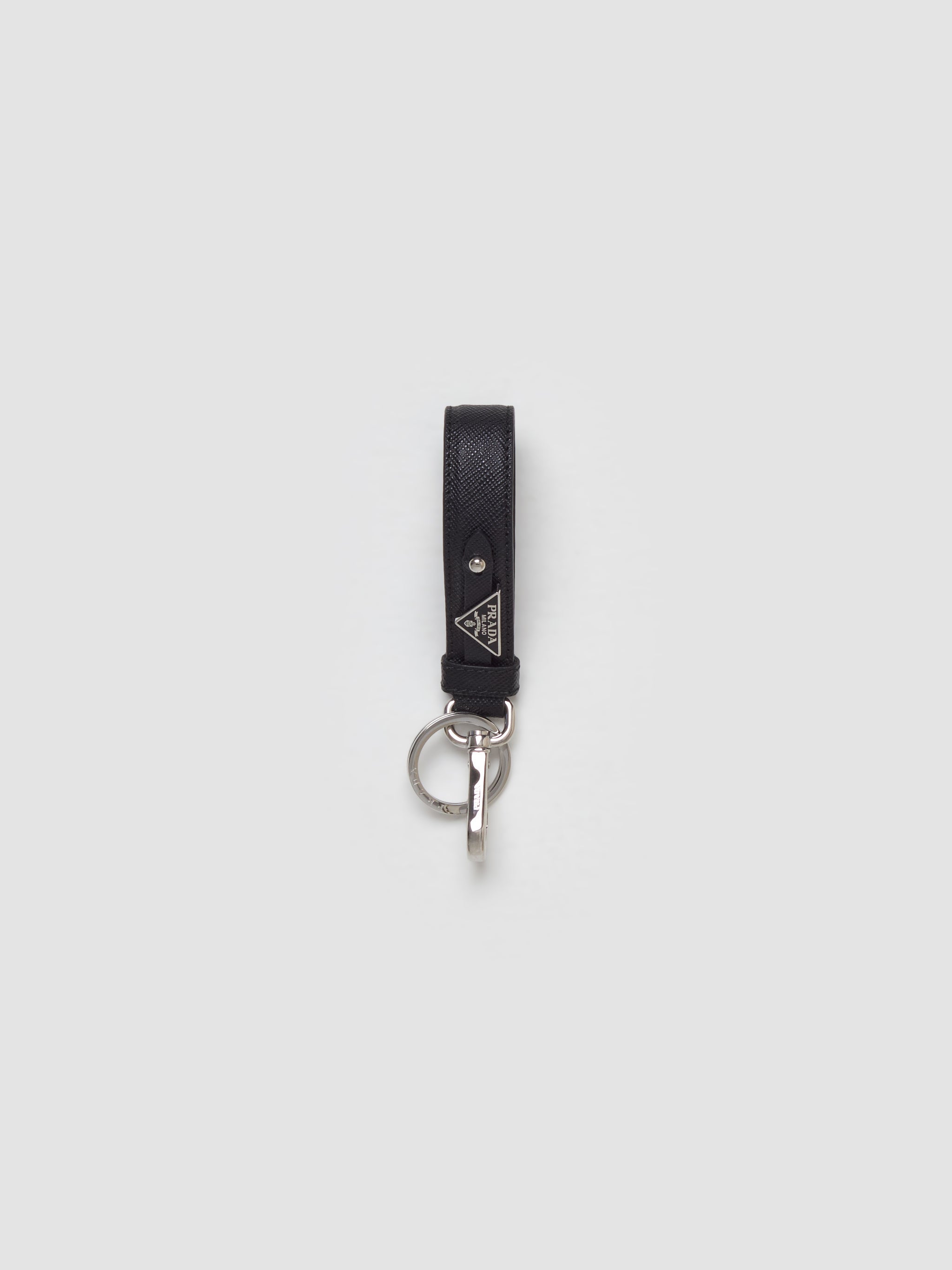 Saffiano Leather Keychain in Black