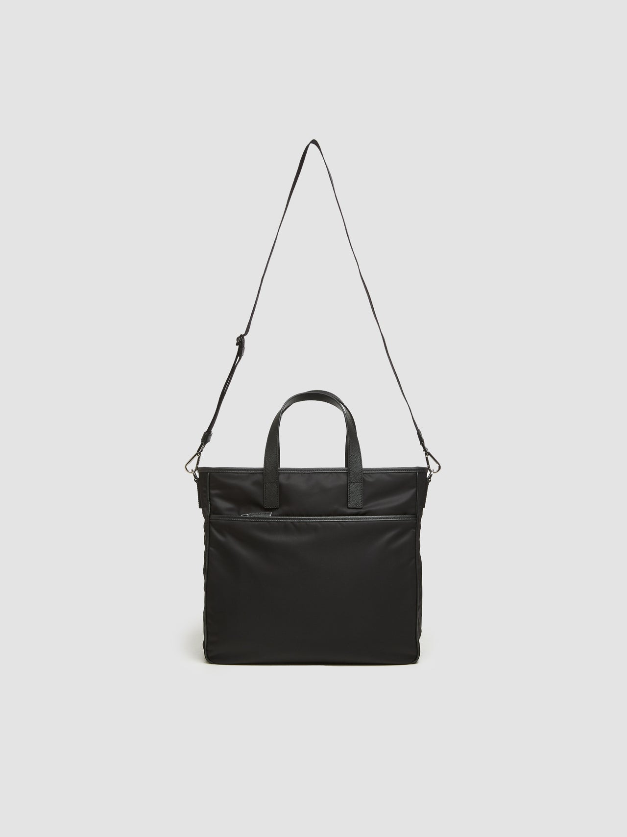 Re-Nylon and Saffiano Leather Tote Bag in Black