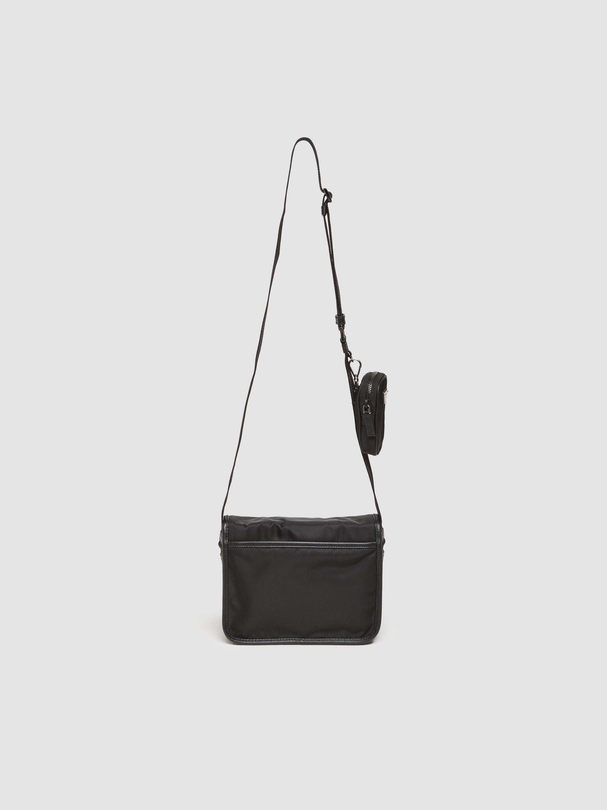 Re-Nylon and Saffiano Leather Shoulder Bag in Black