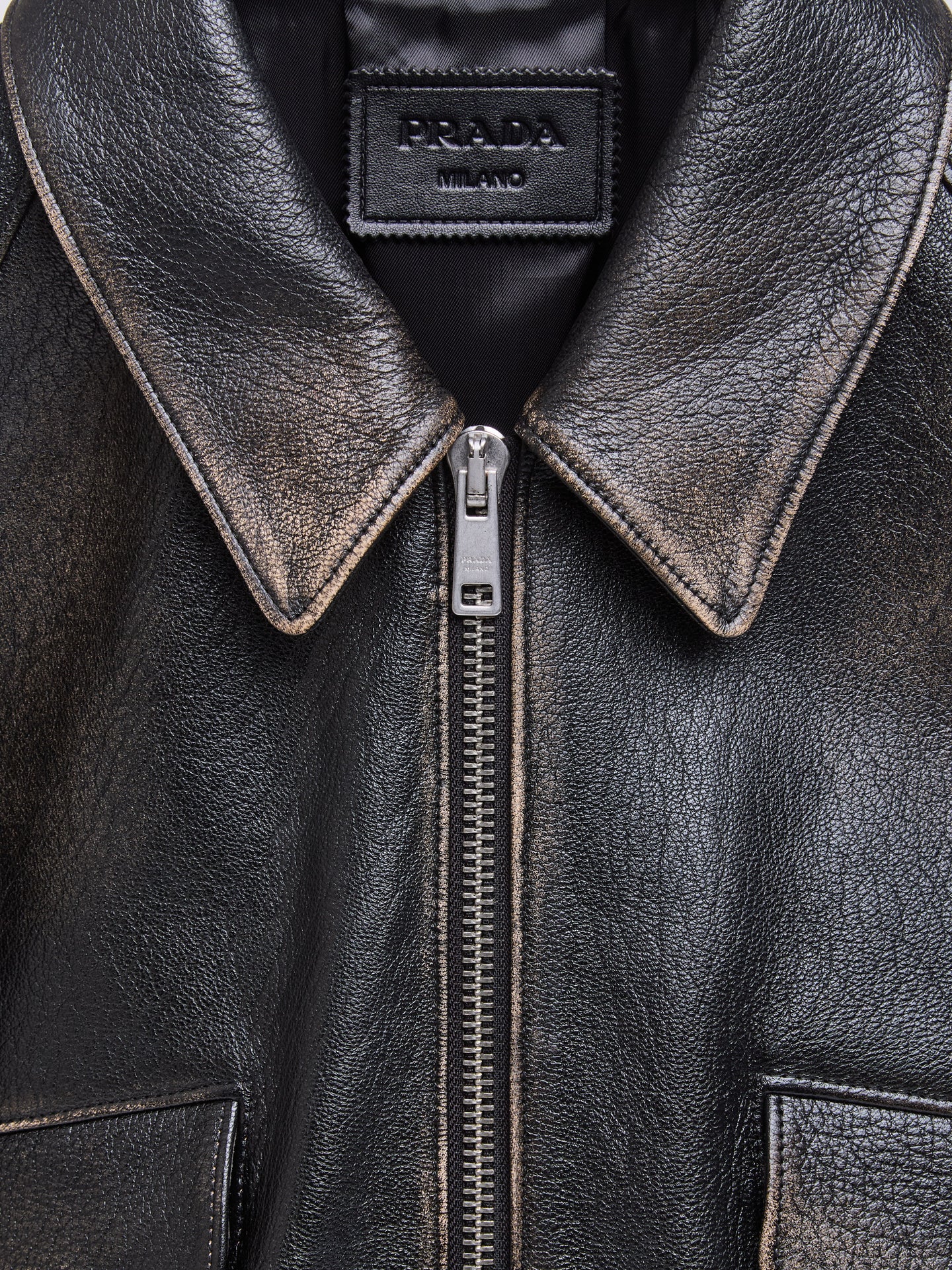 Leather Blouson Jacket in Black