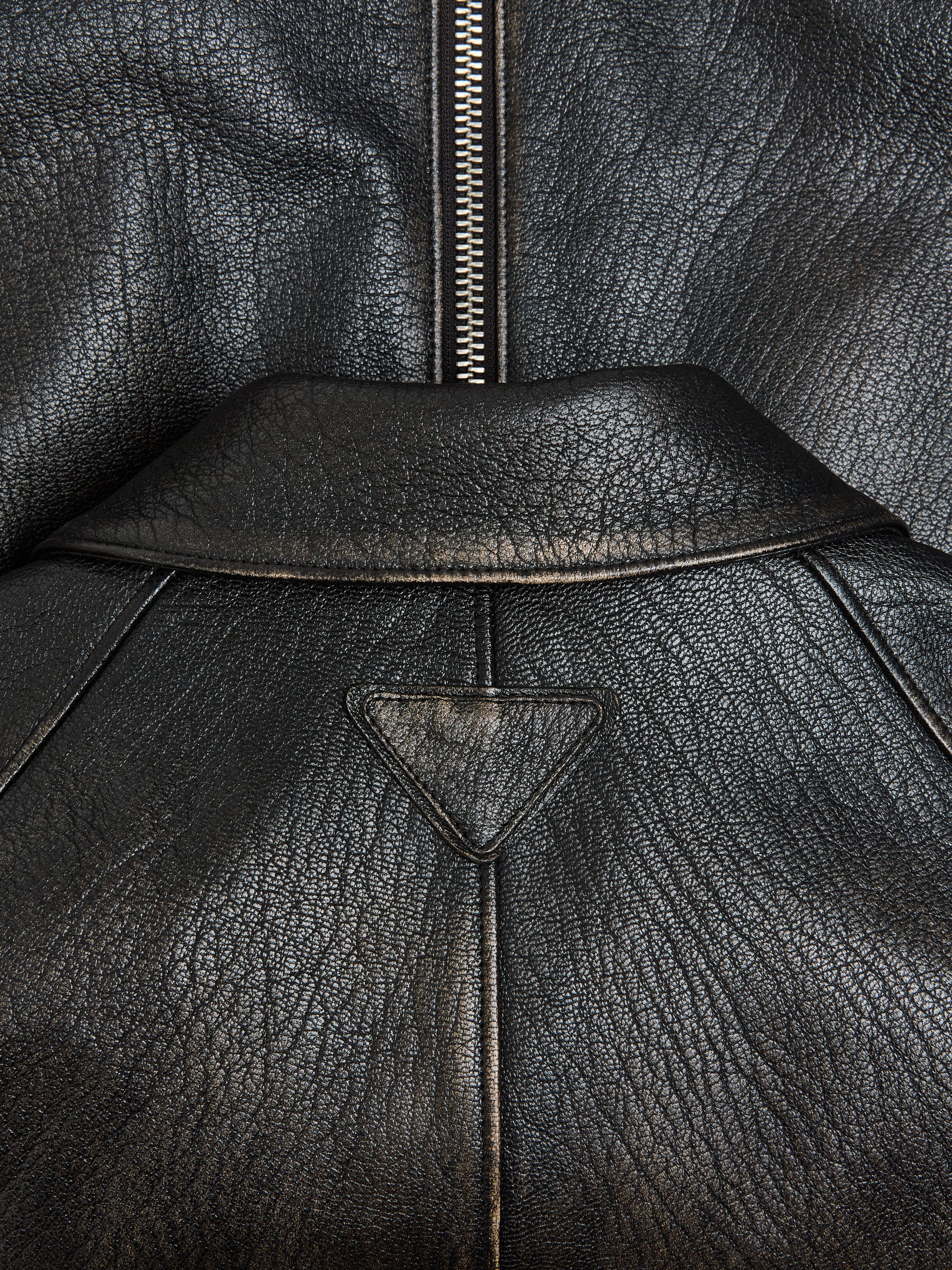 Leather Blouson Jacket in Black