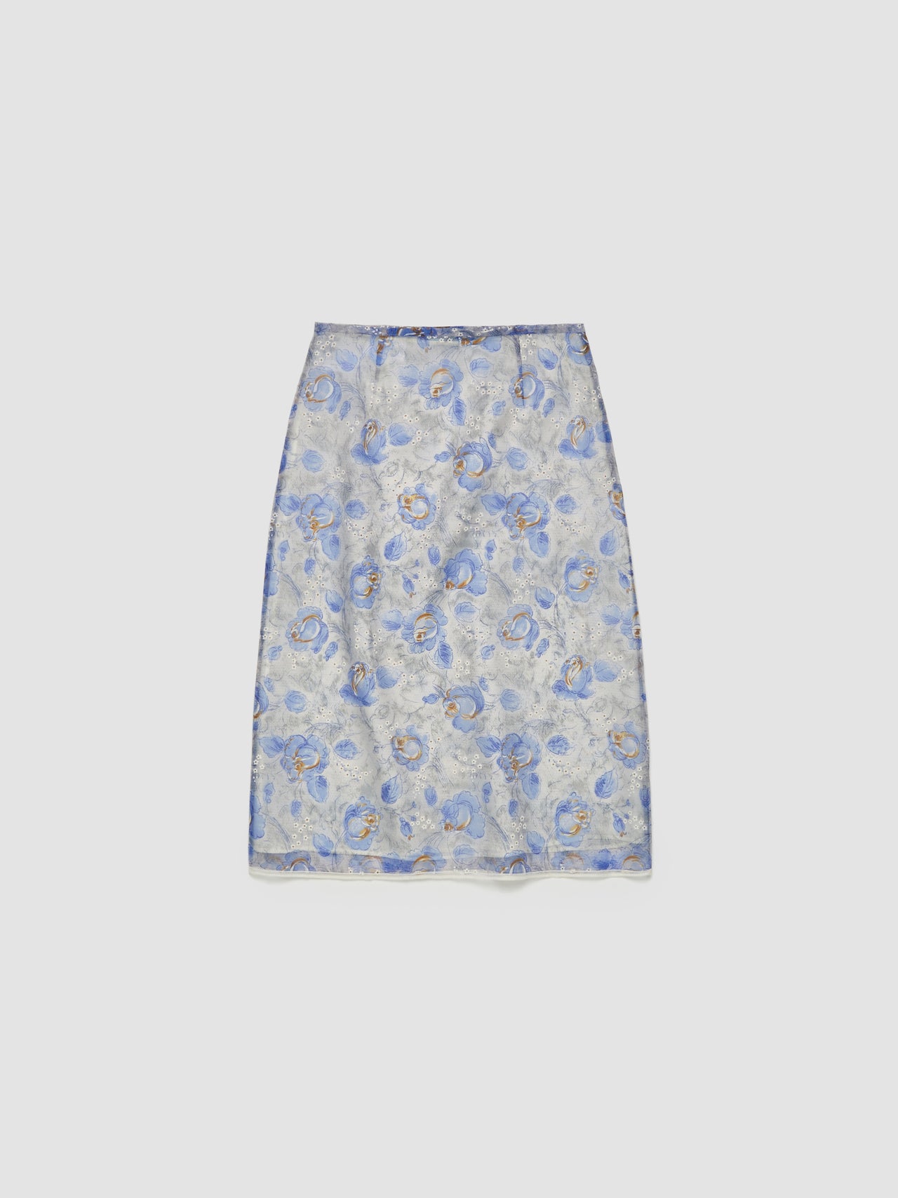 Printed Midi Skirt in Sky Blue