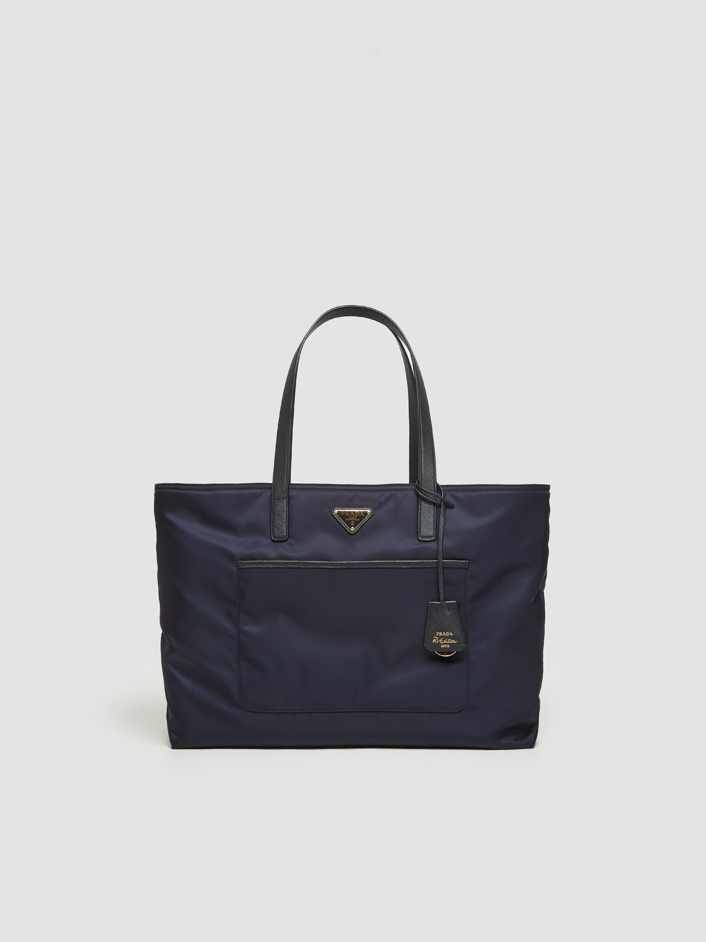 Re-Edition 1978 Large Tote Bag in Re-Nylon and Saffiano Leather in Navy