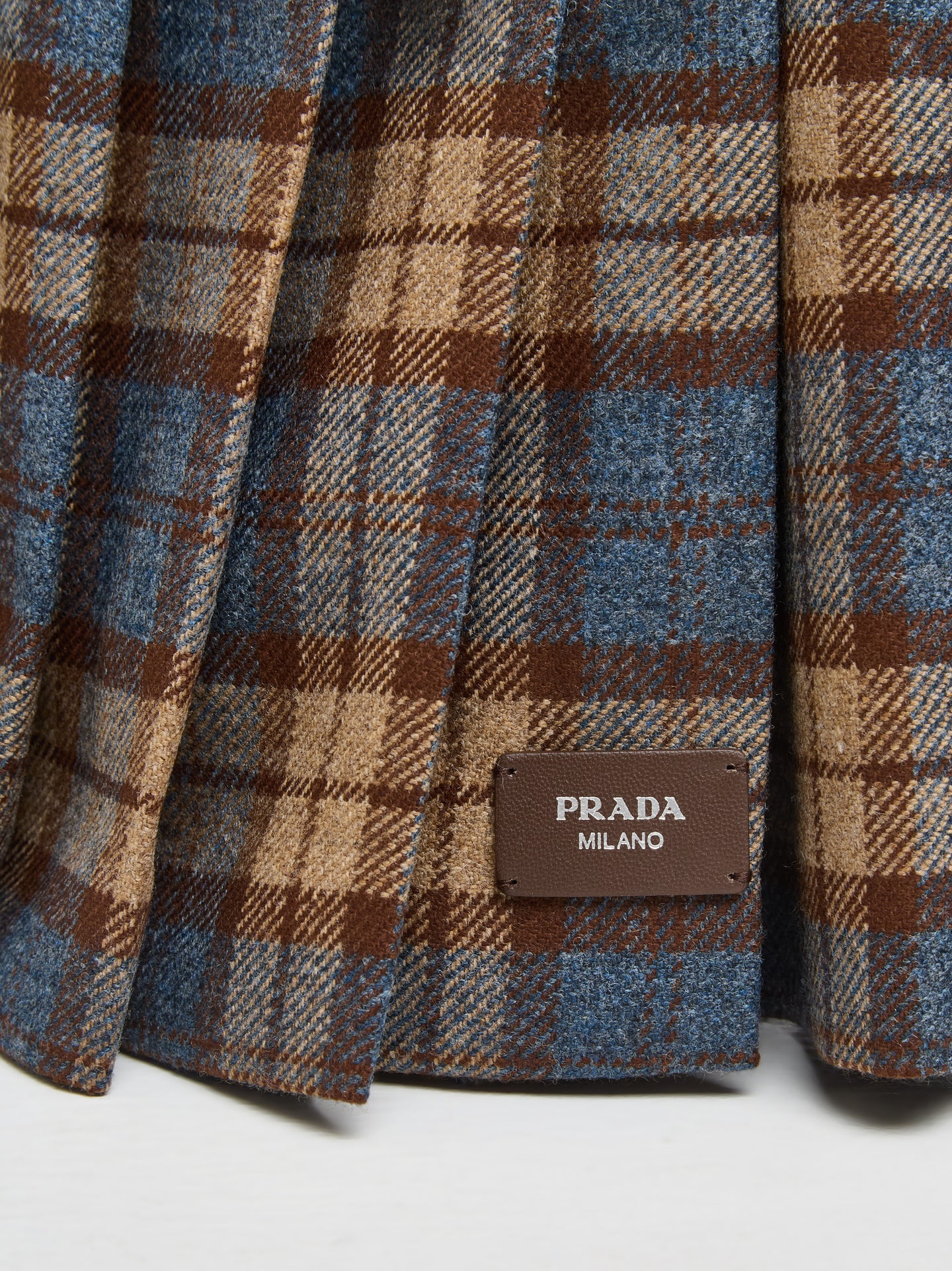 Checked Wool Mini Skirt in Tobacco