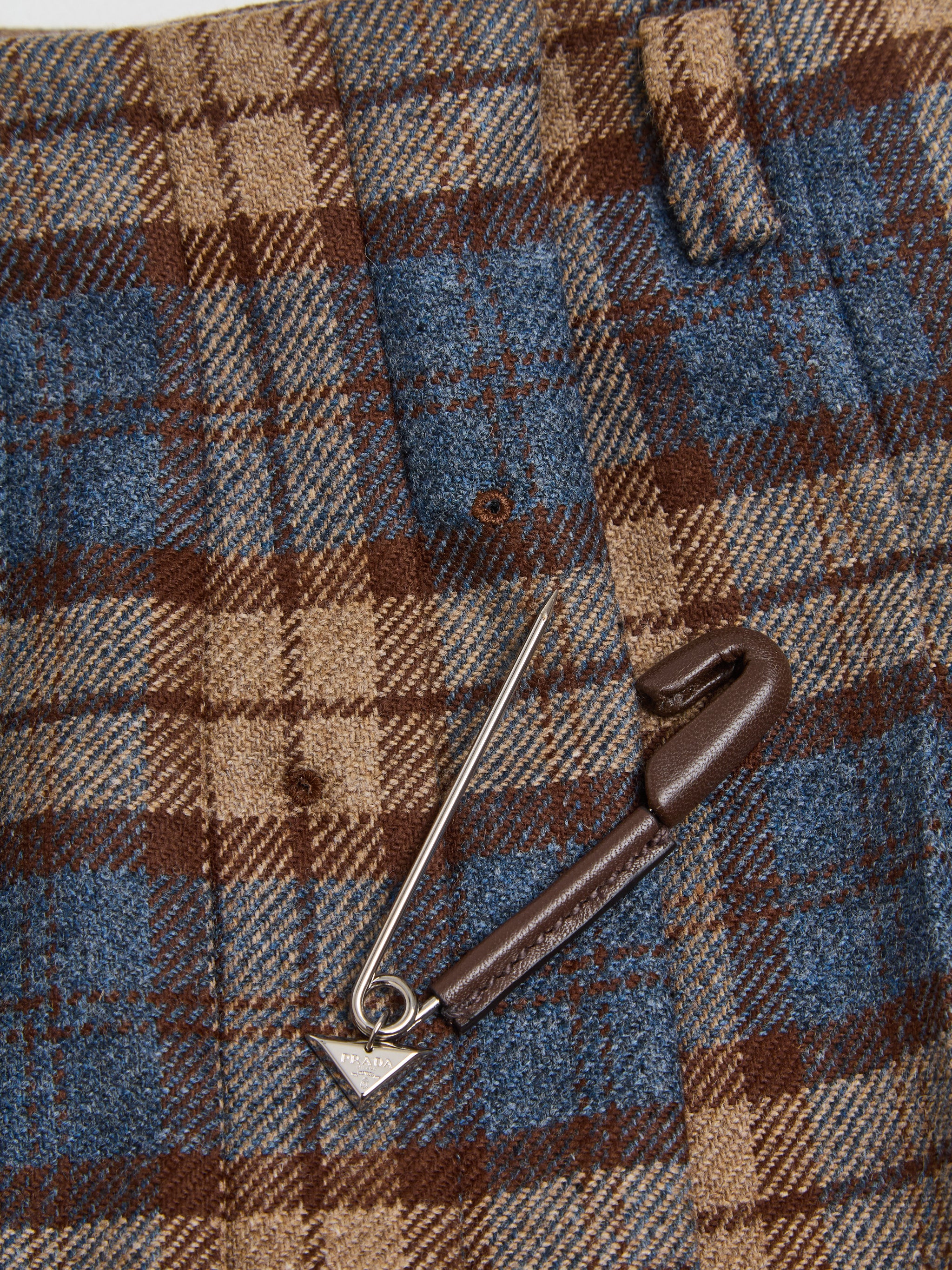 Checked Wool Mini Skirt in Tobacco