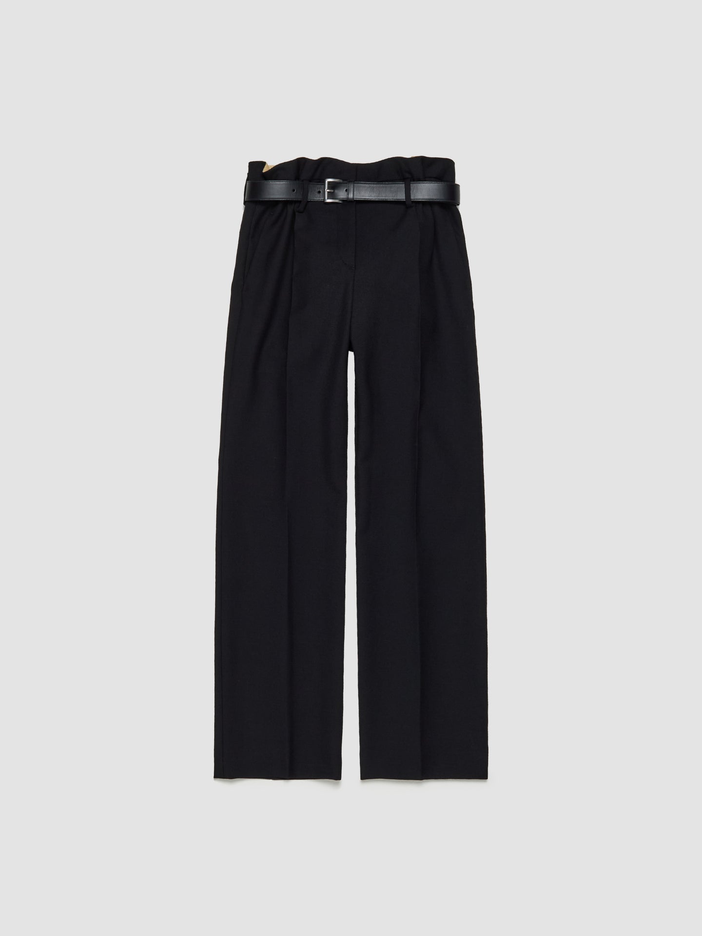 Gabardine Pants with Belt in Black