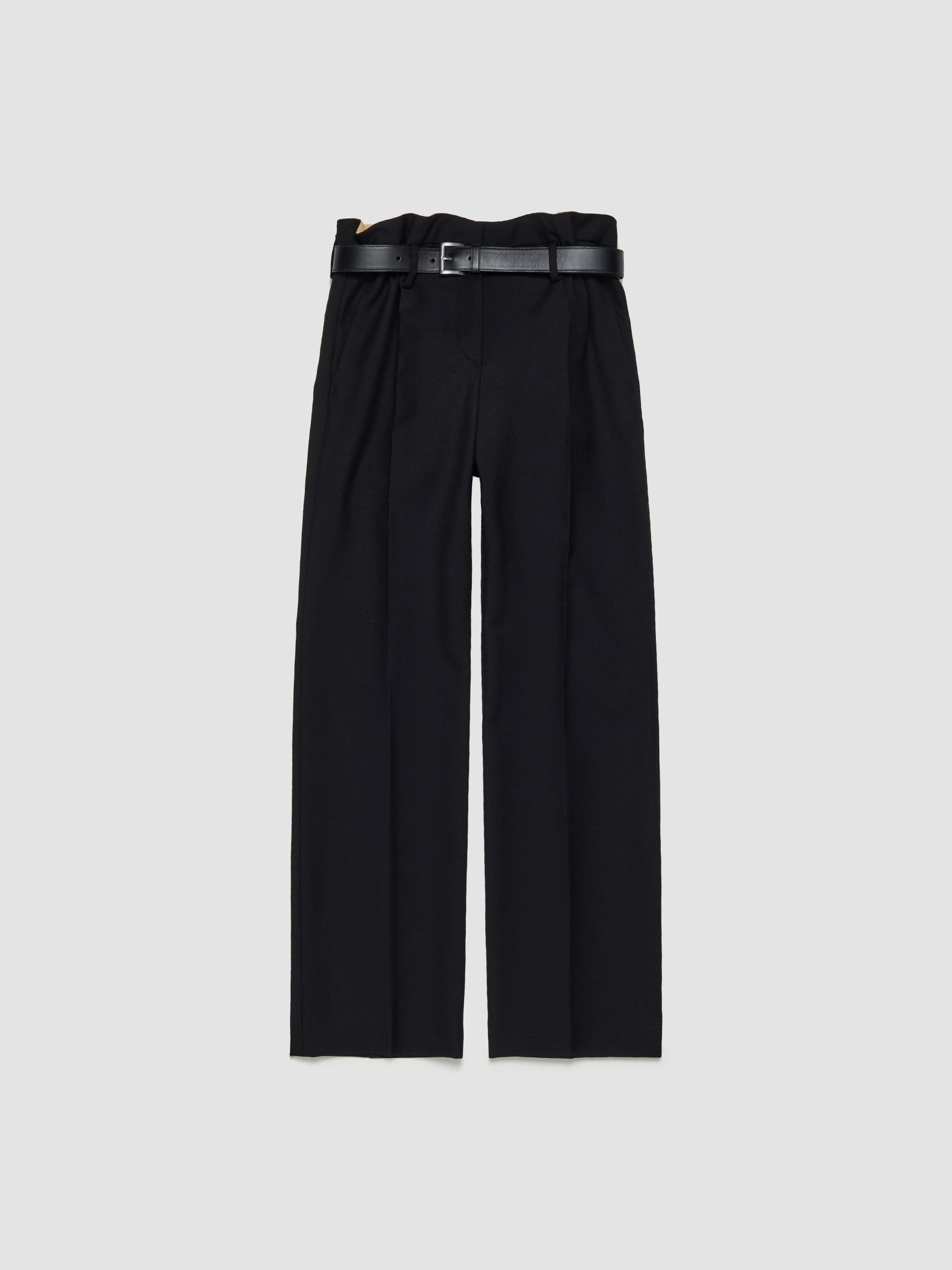 Gabardine Pants with Belt in Black