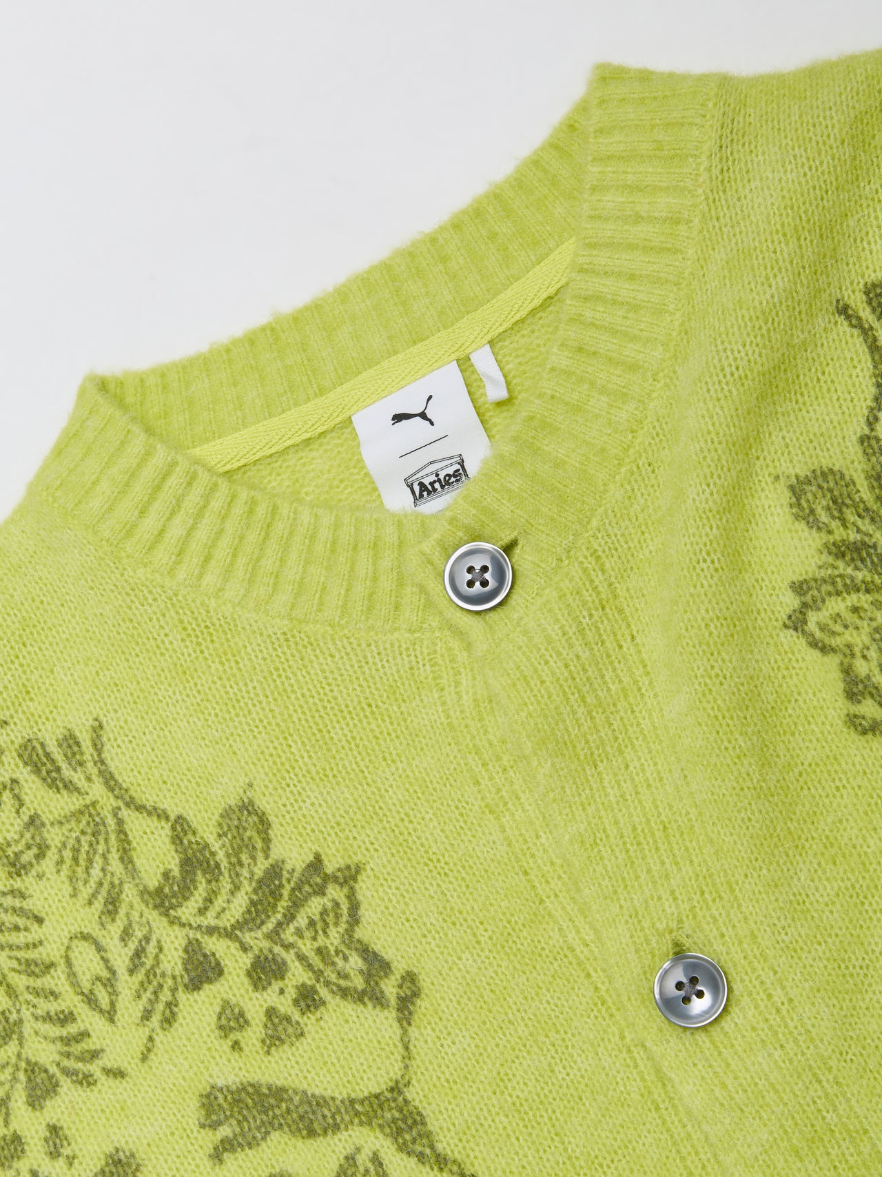 x ARIES Knitted Cardigan in Lime Sheen