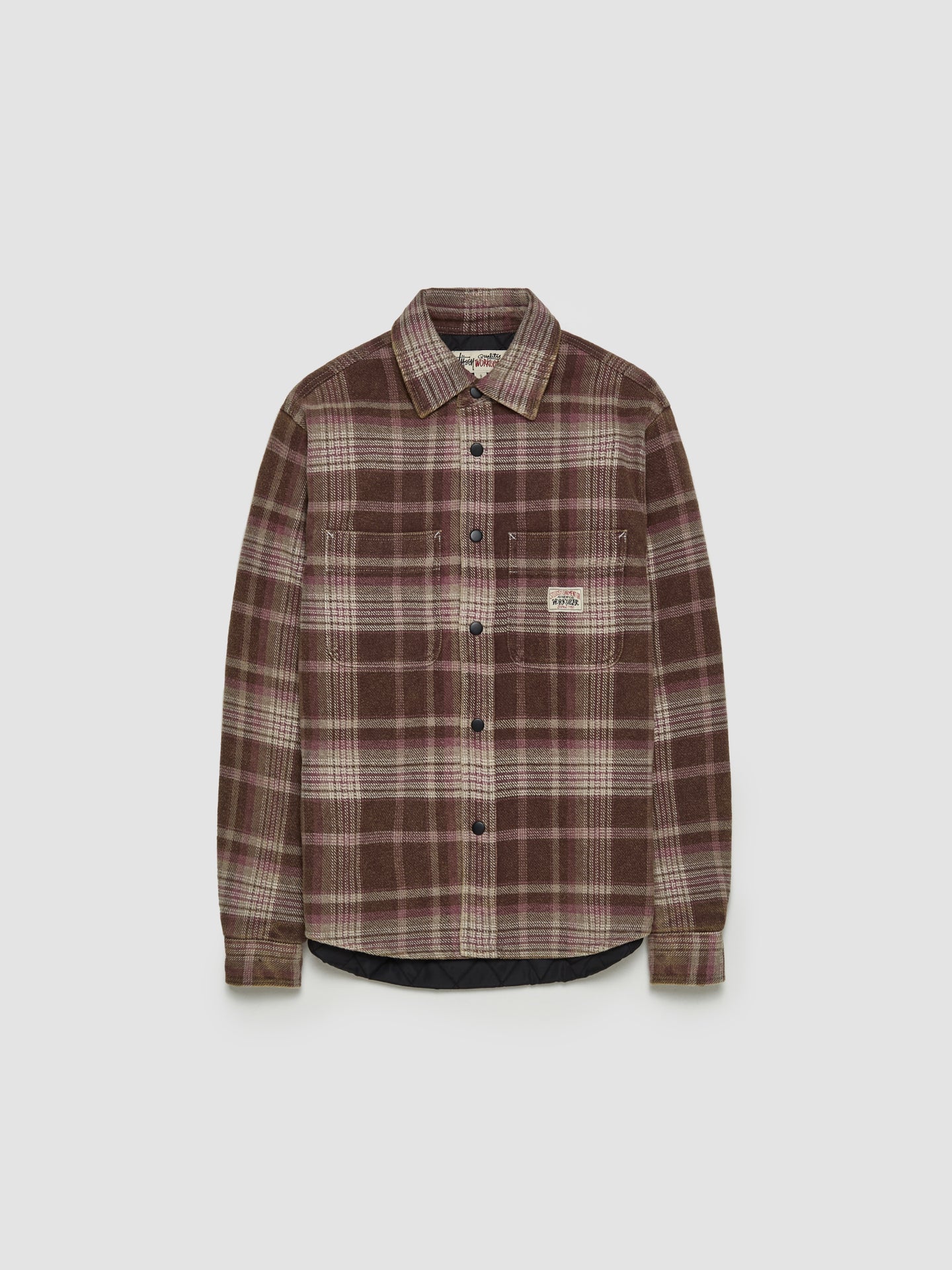 Heavy Plaid Shirt Jacket in Brown