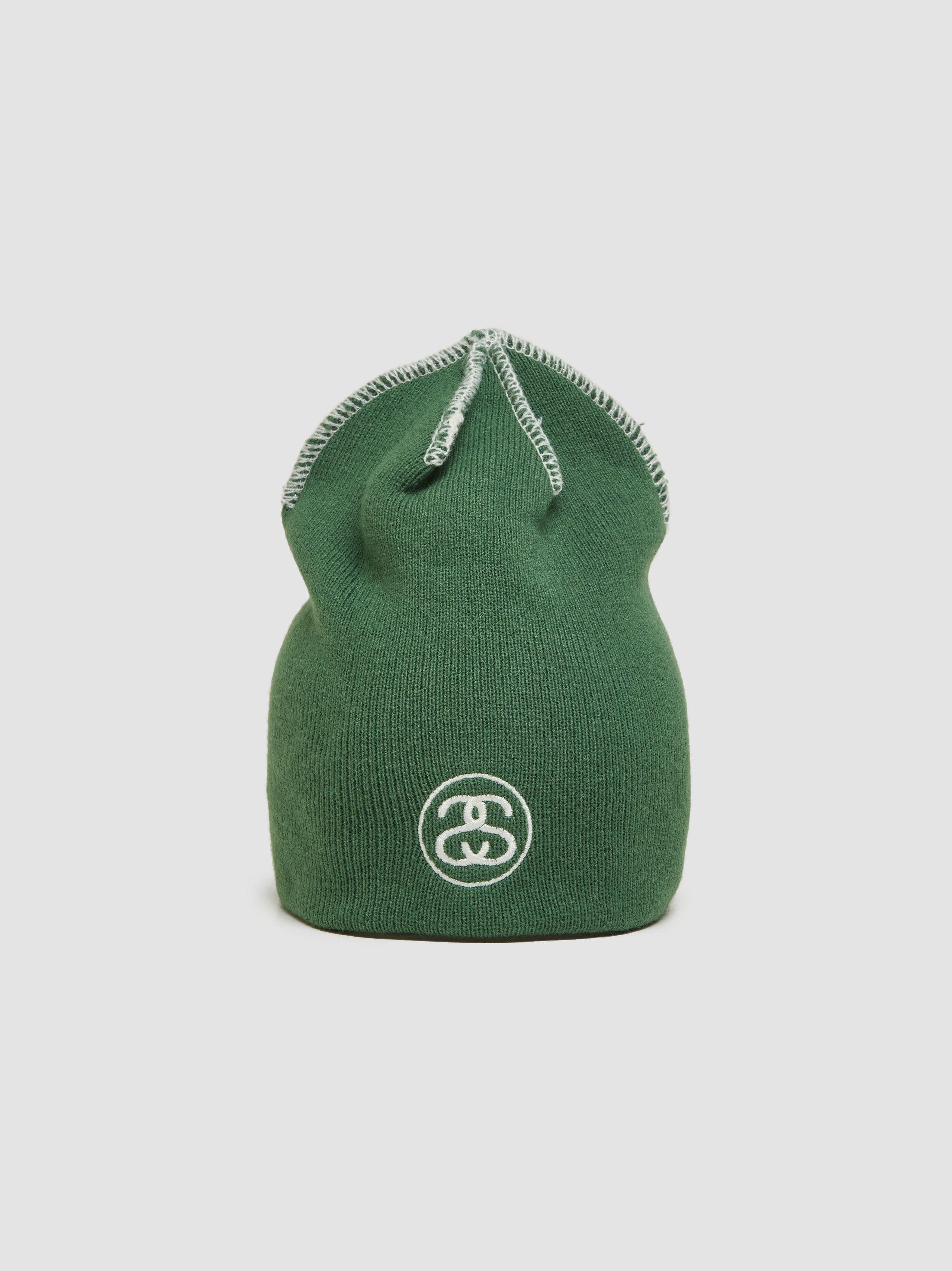 Exposed Stitch Skullcap in Green