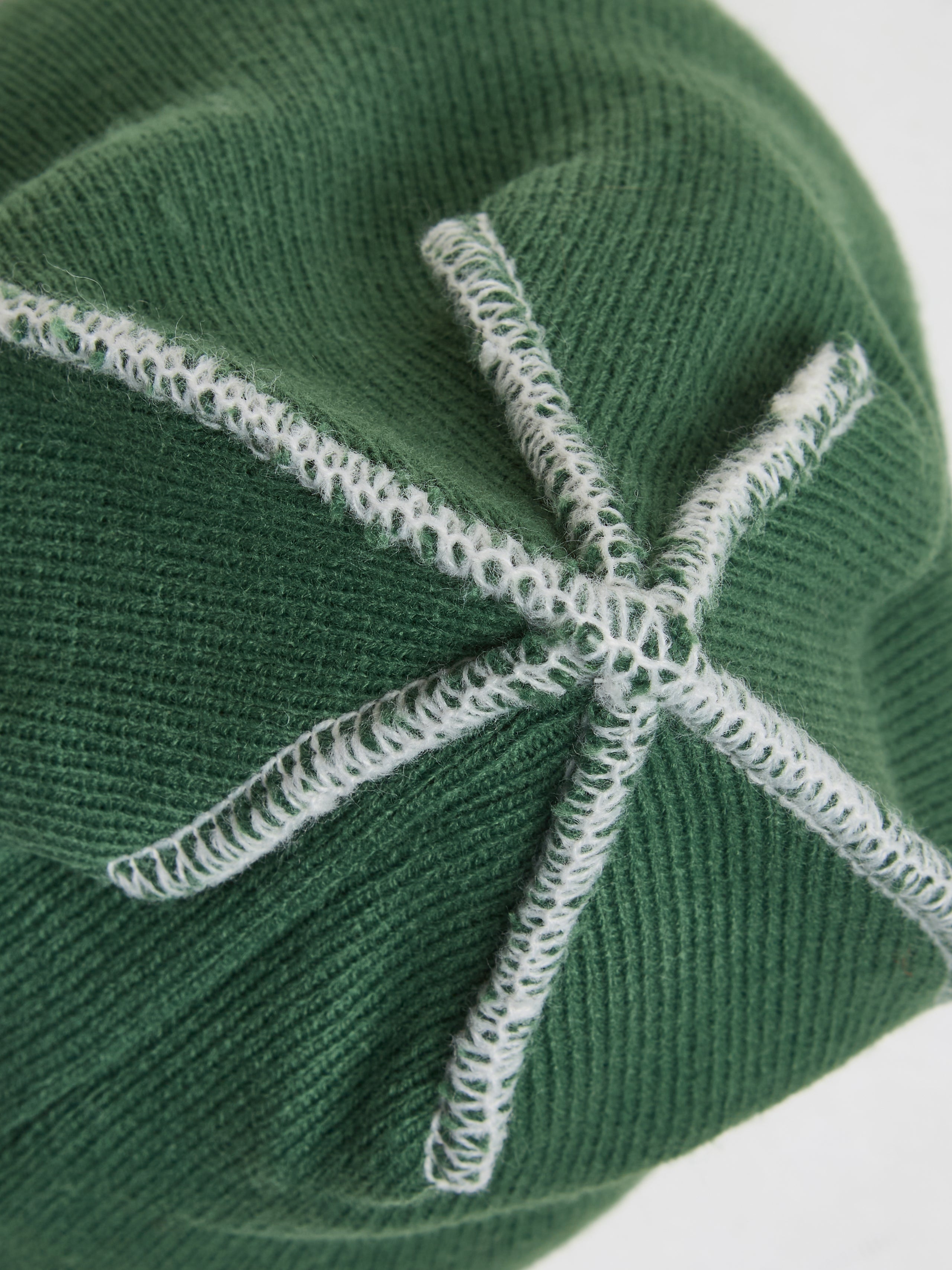 Exposed Stitch Skullcap in Green