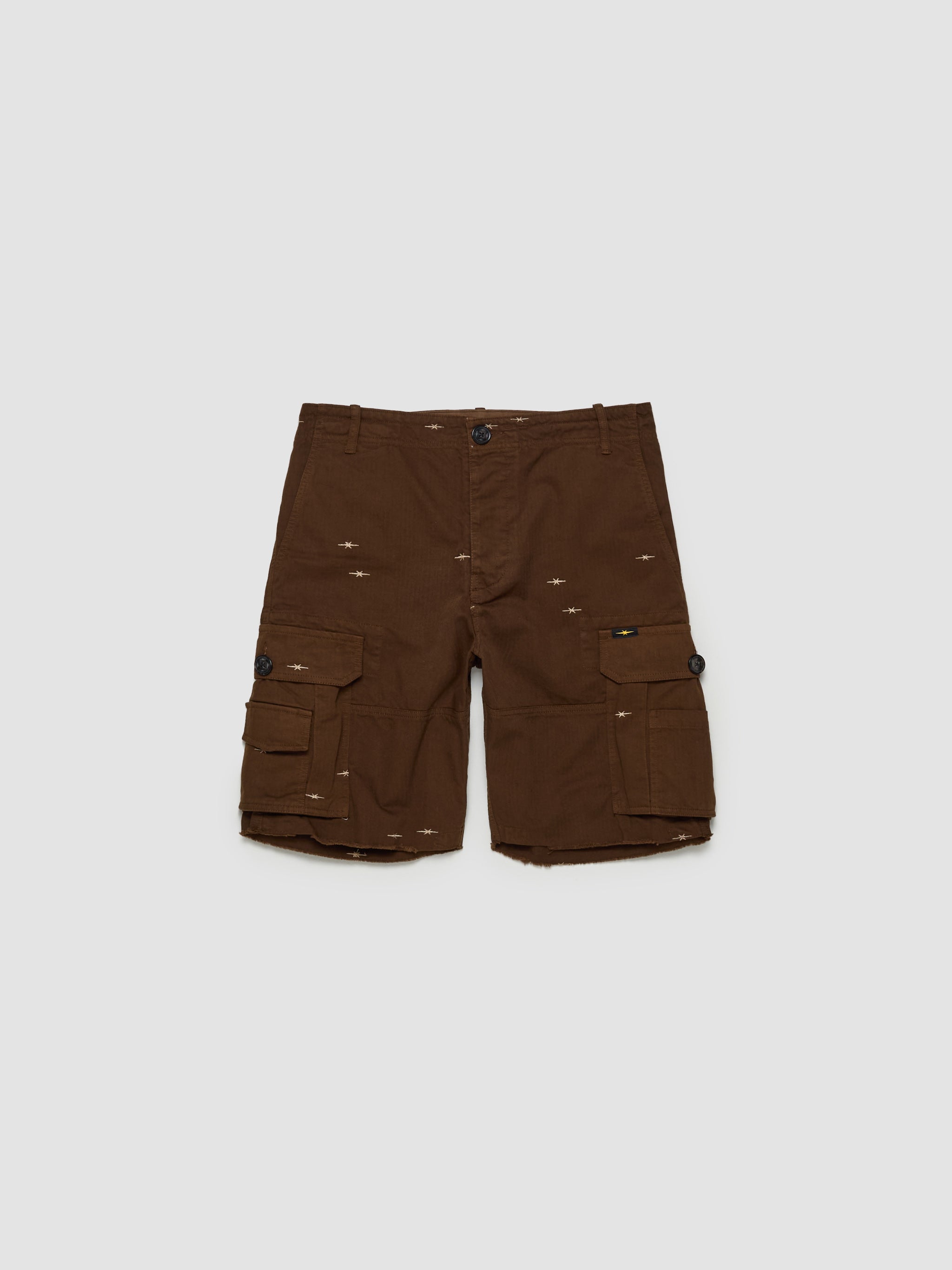 Star Embroidered Chino Shorts in Dark Brown