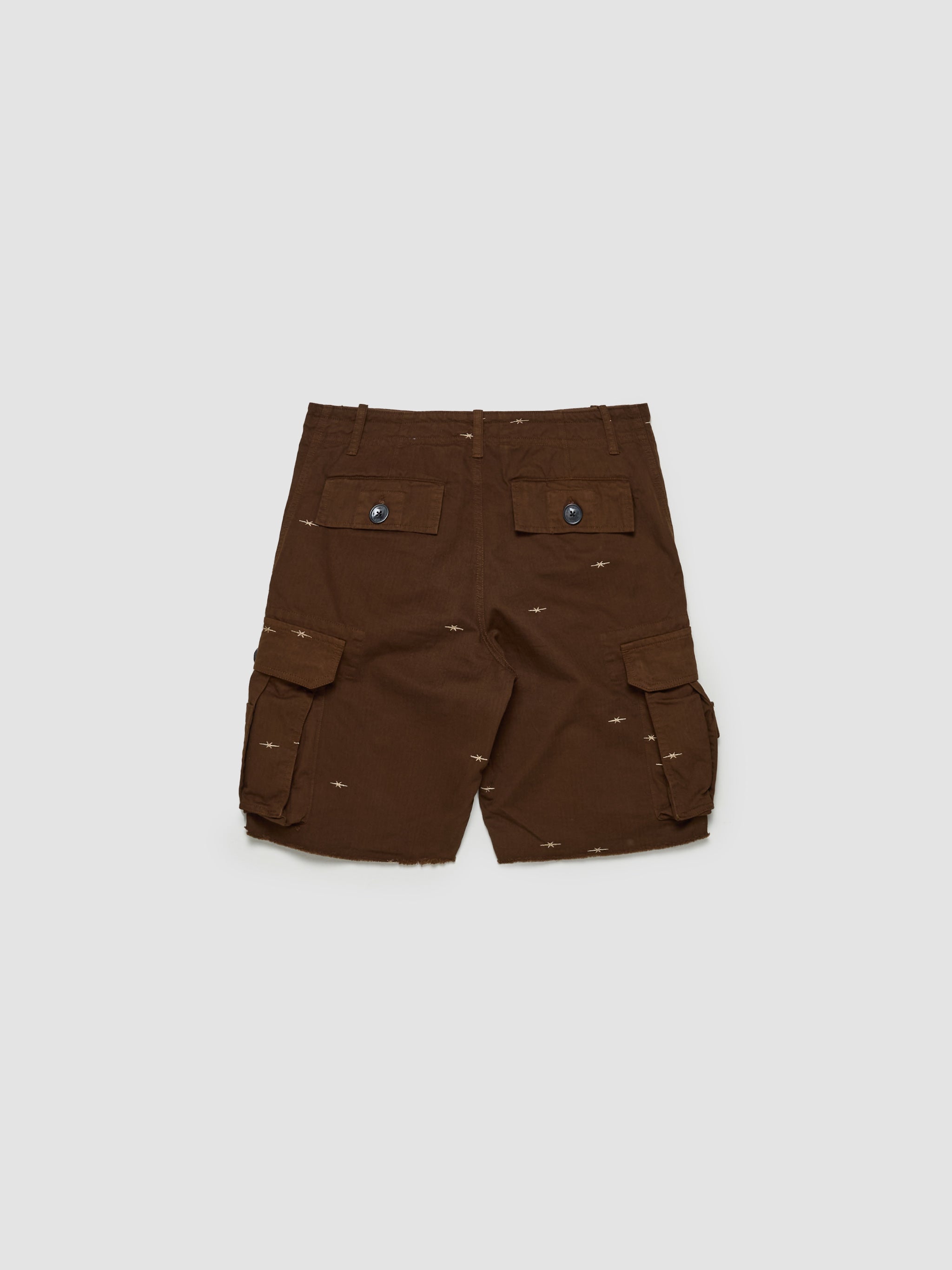 Star Embroidered Chino Shorts in Dark Brown