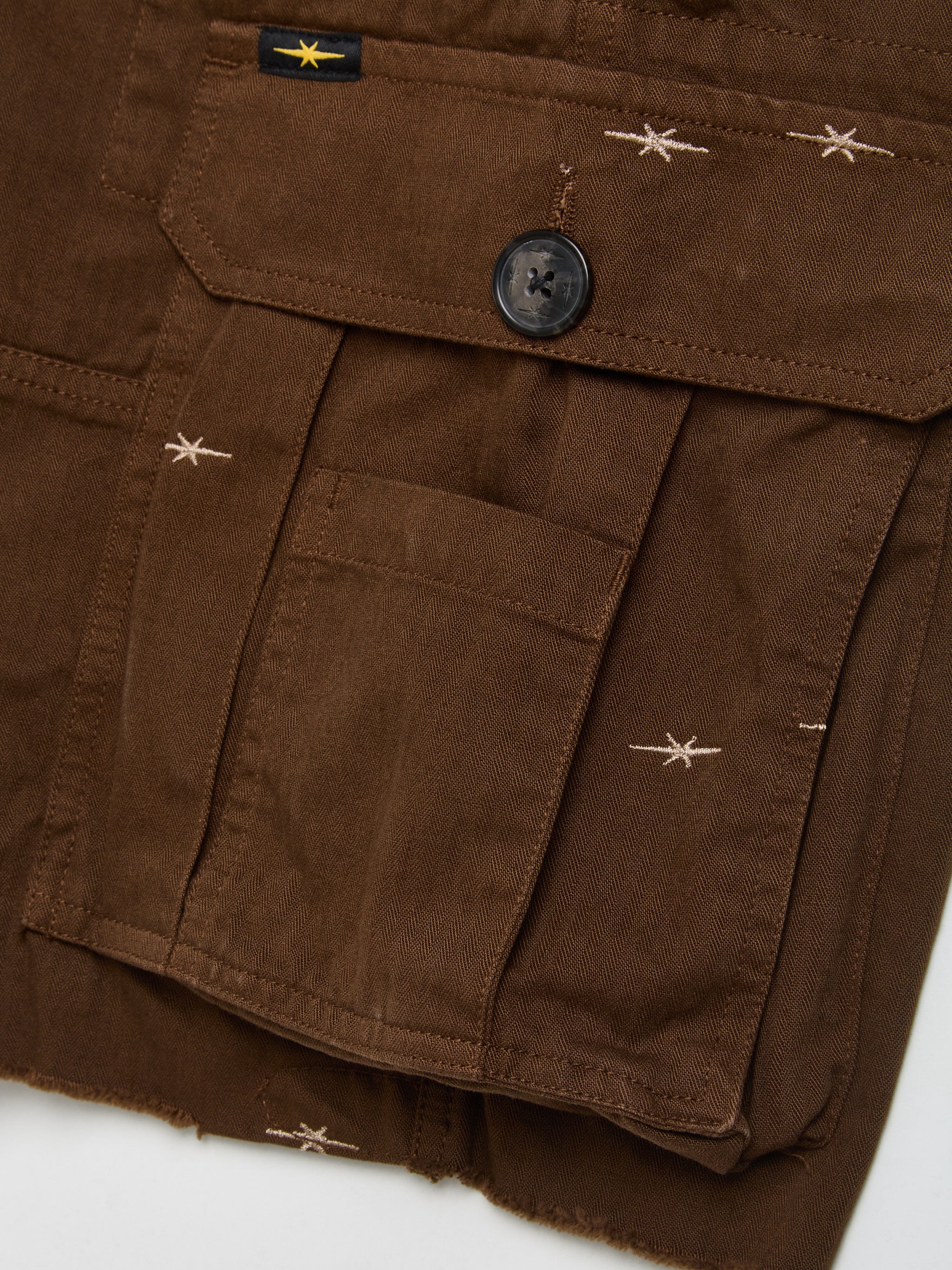 Star Embroidered Chino Shorts in Dark Brown