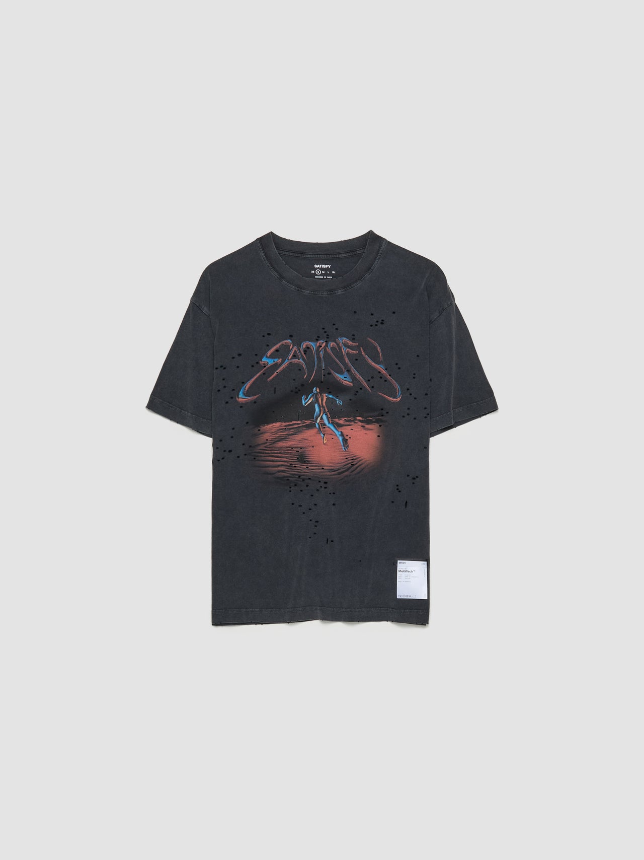 MothTech Printed T-Shirt in Aged Black