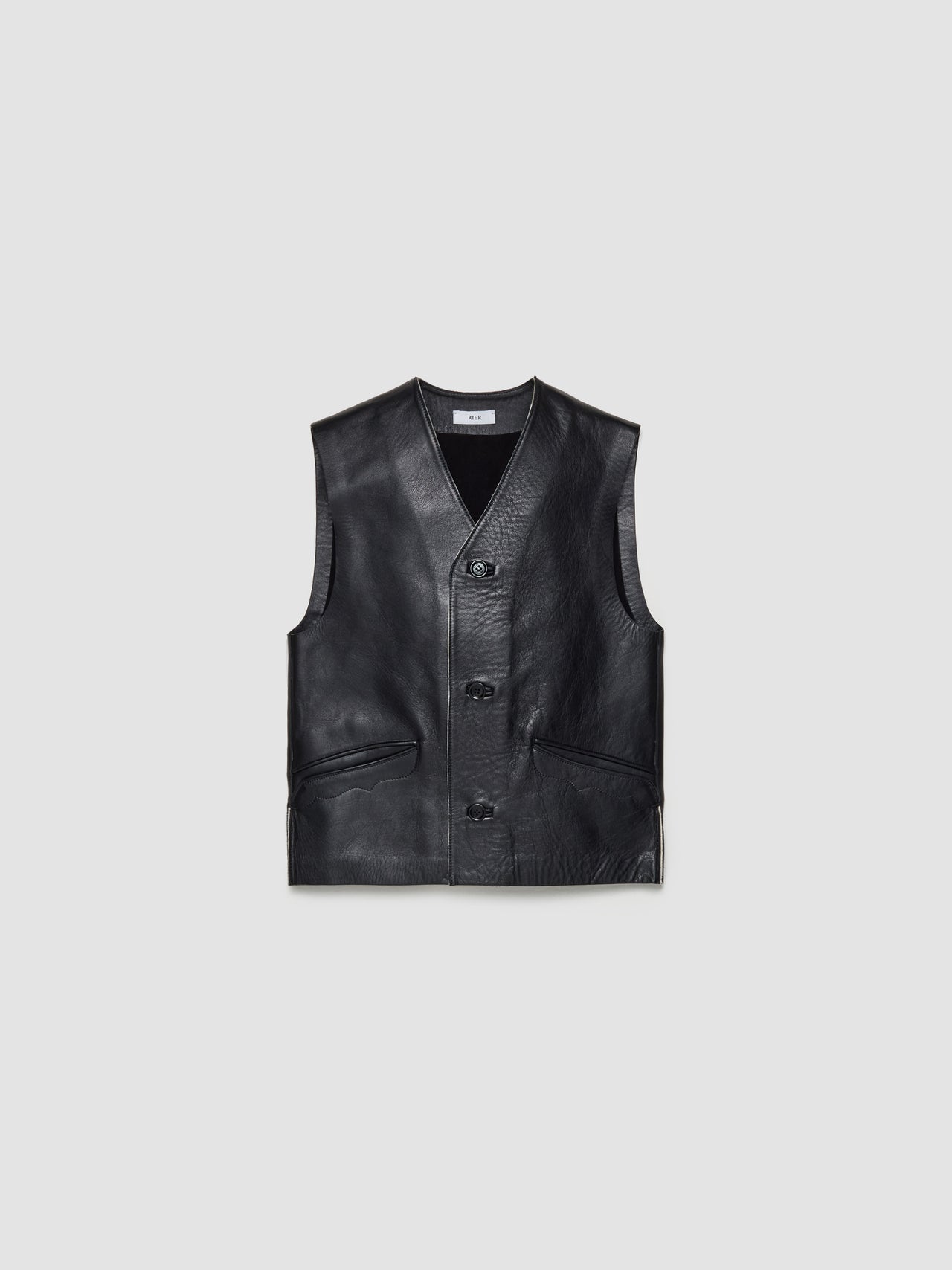 Leather Gilet in Black