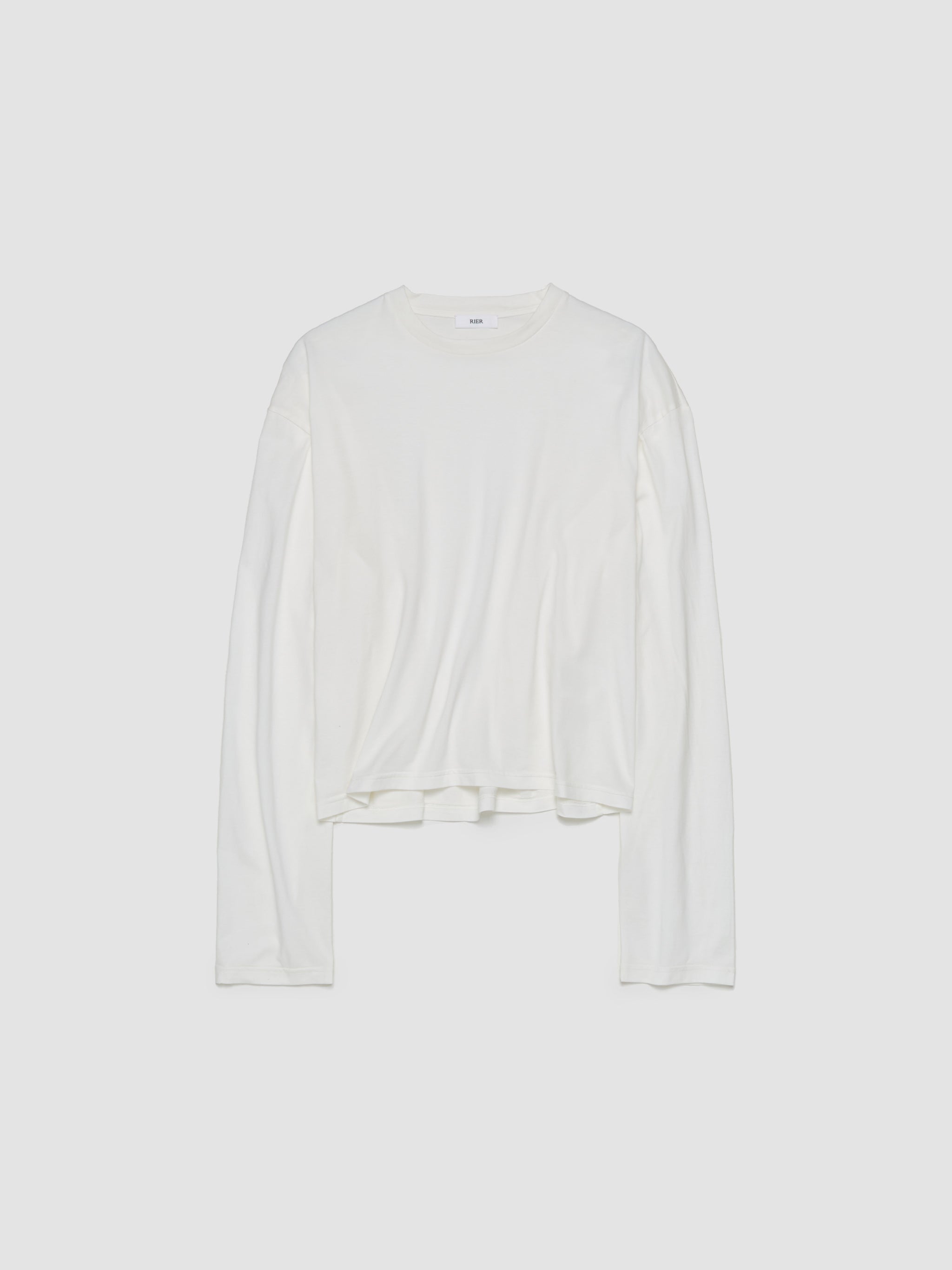 Round Neck Long Sleeved T-Shirt in White