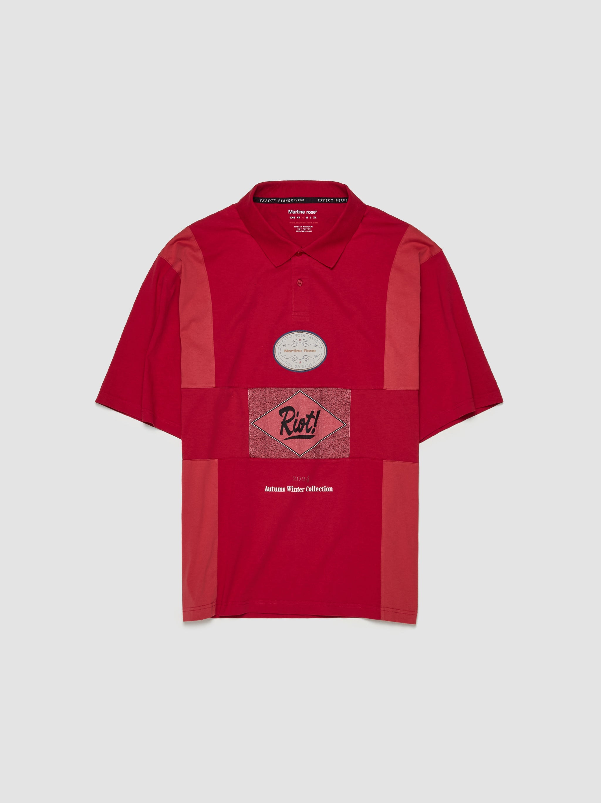 Oversized Panelled Polo in Red