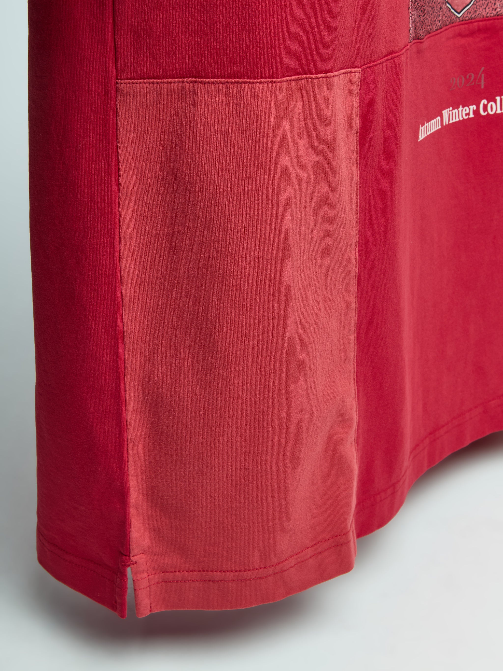 Oversized Panelled Polo in Red