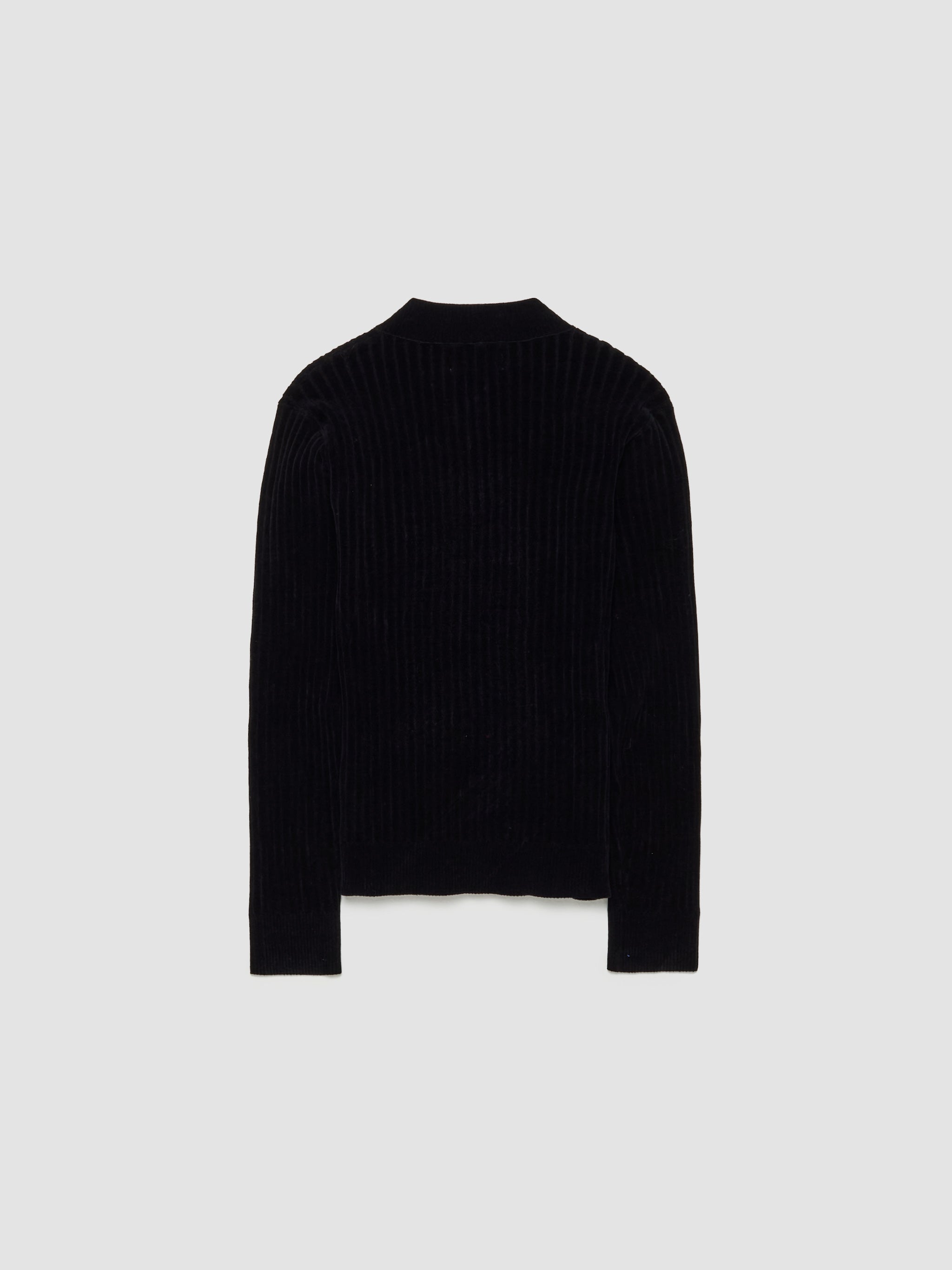 Chenille V-Neck Jumper in Black & Beige