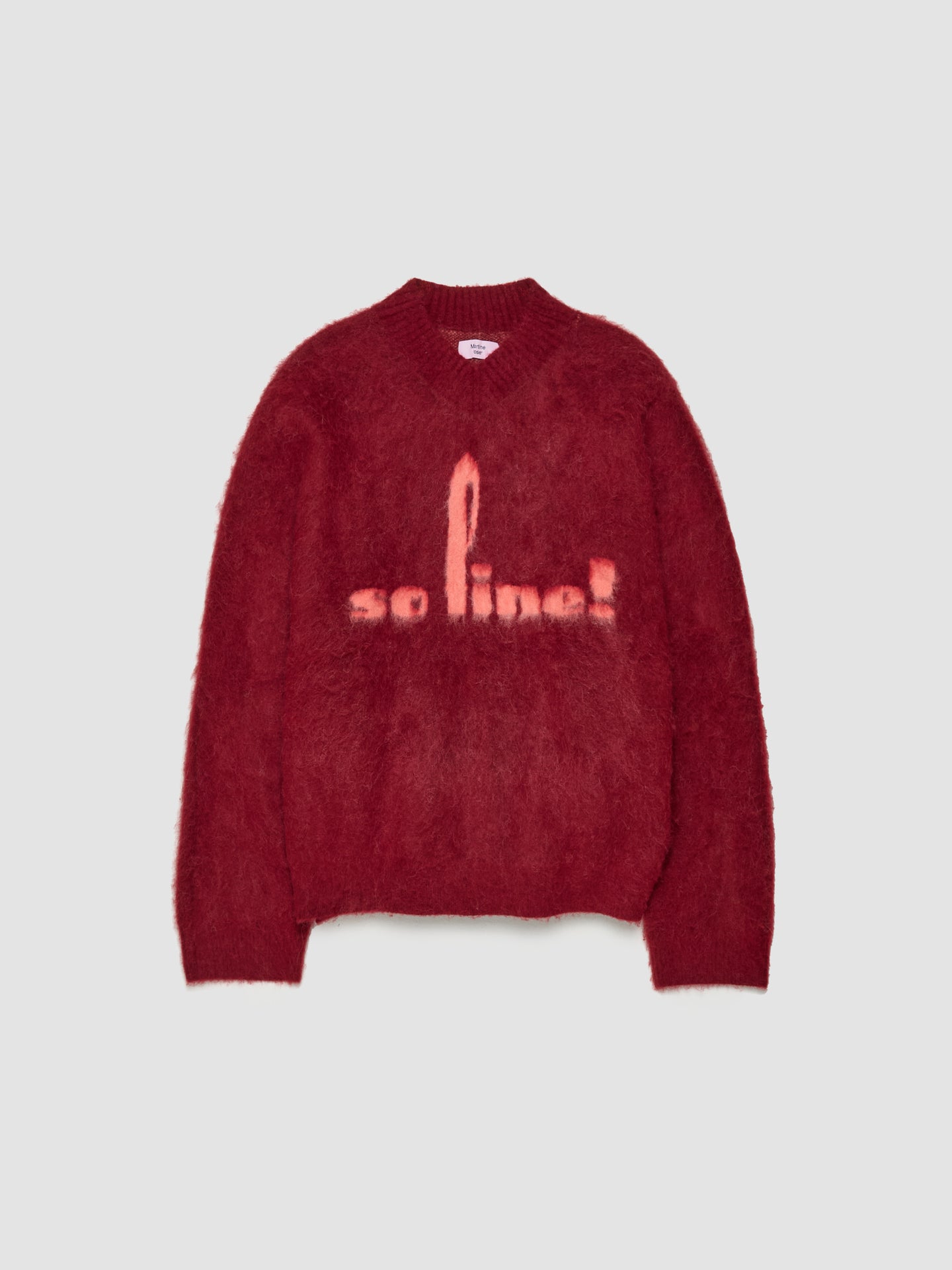 Brushed Mohair V-Neck Jumper in Red