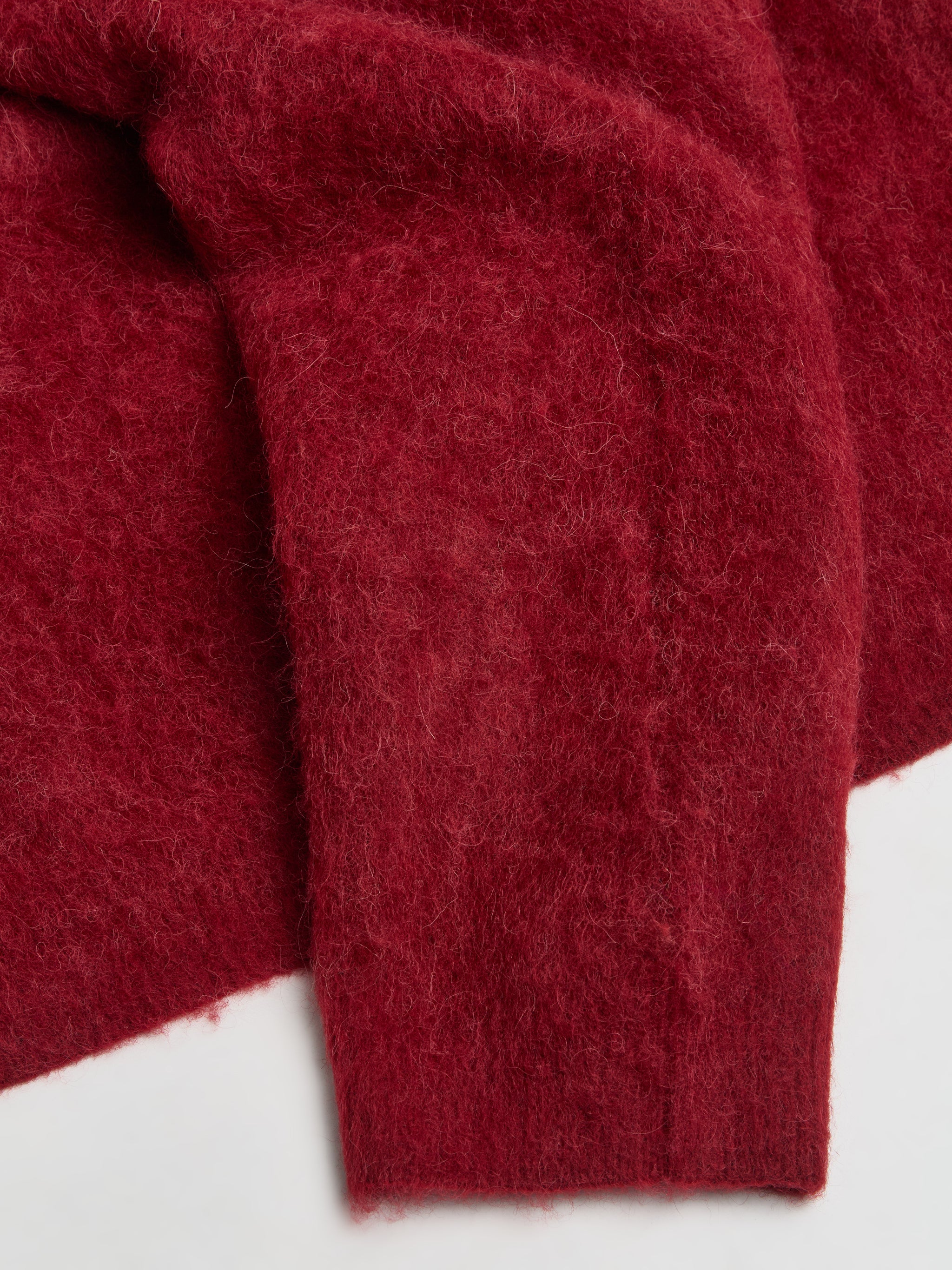 Brushed Mohair V-Neck Jumper in Red