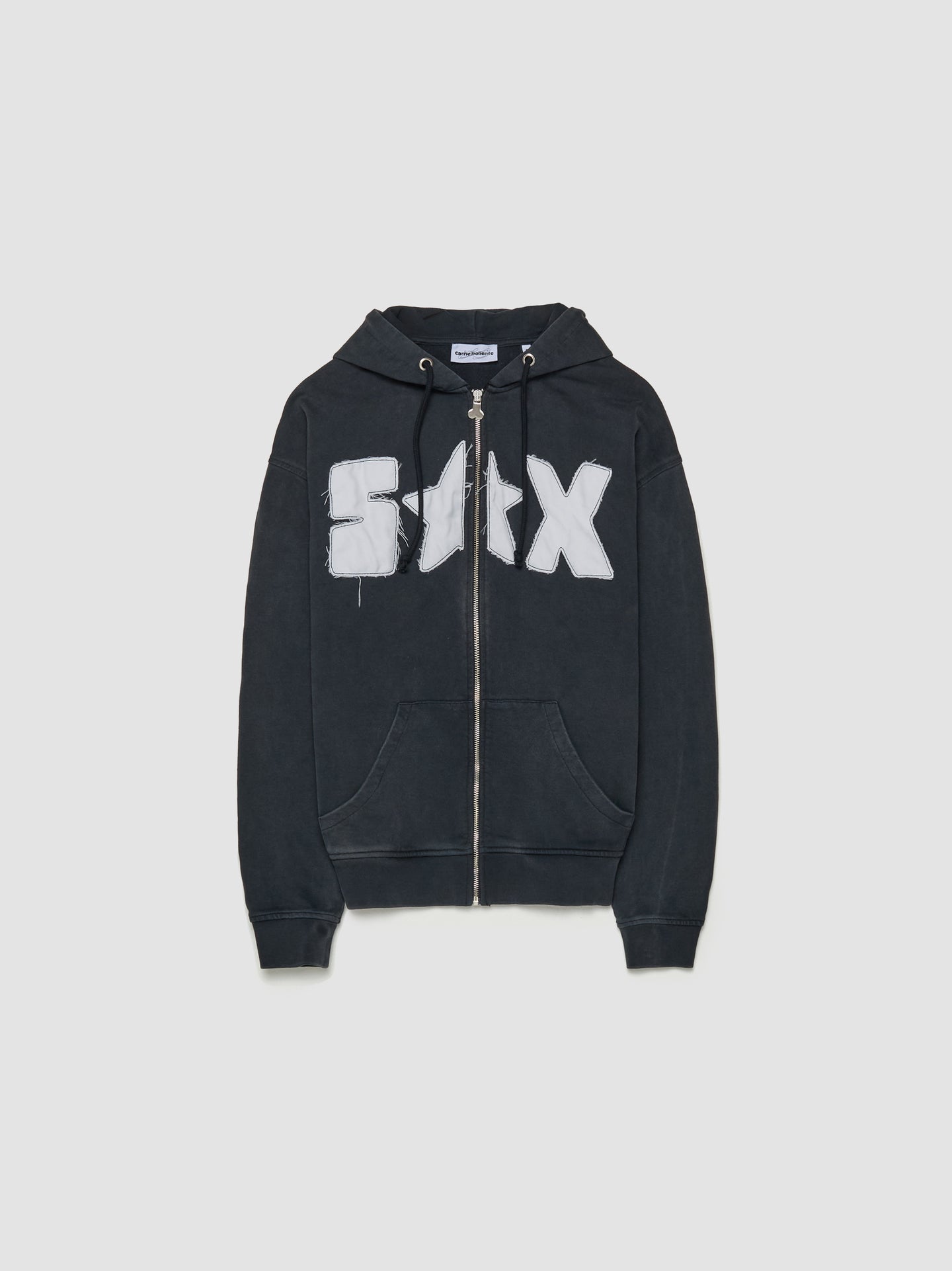 Galactic Tease Zip Up Hoodie in Off Black