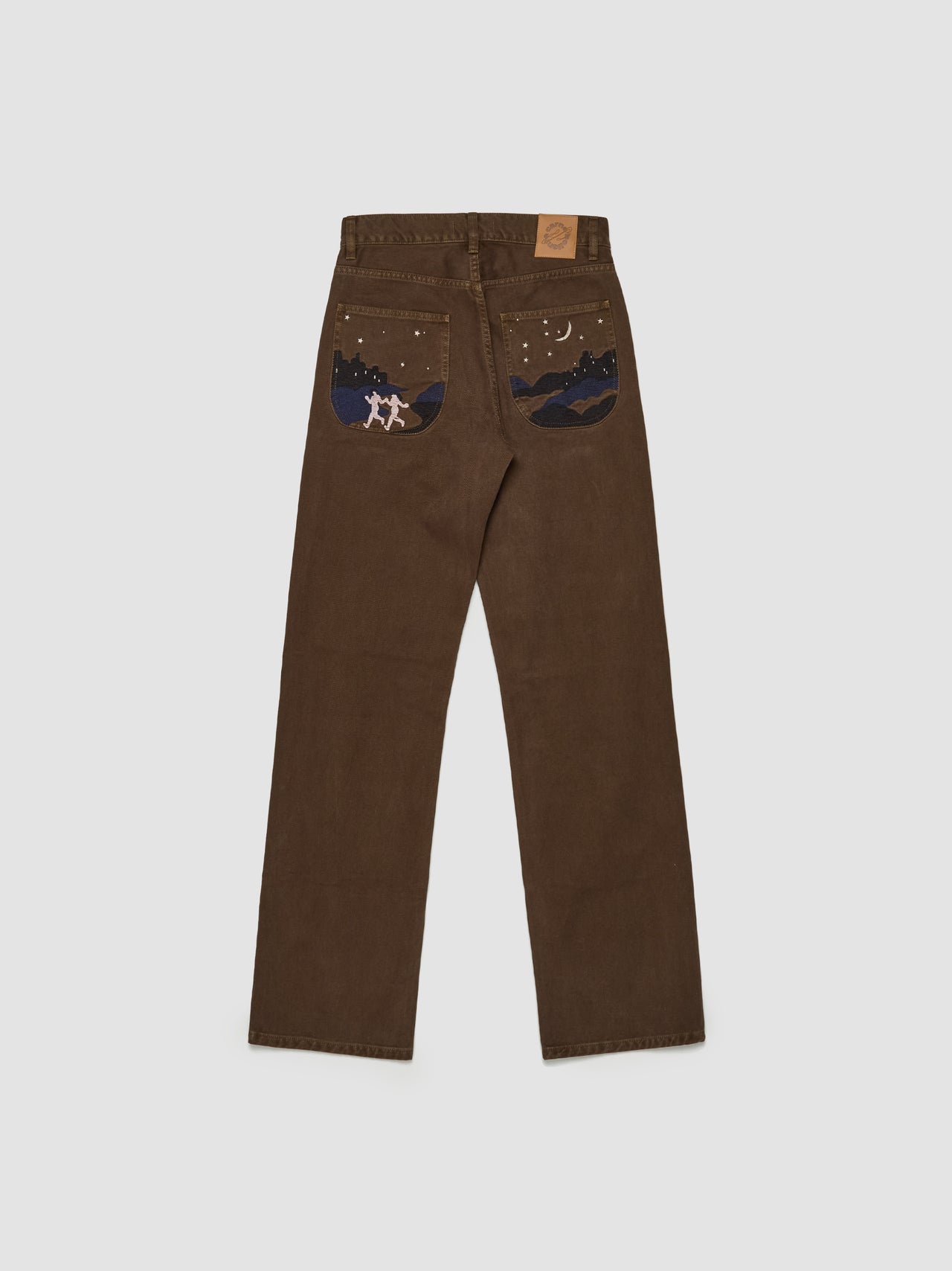 Under The Moon Pants in Brown Denim