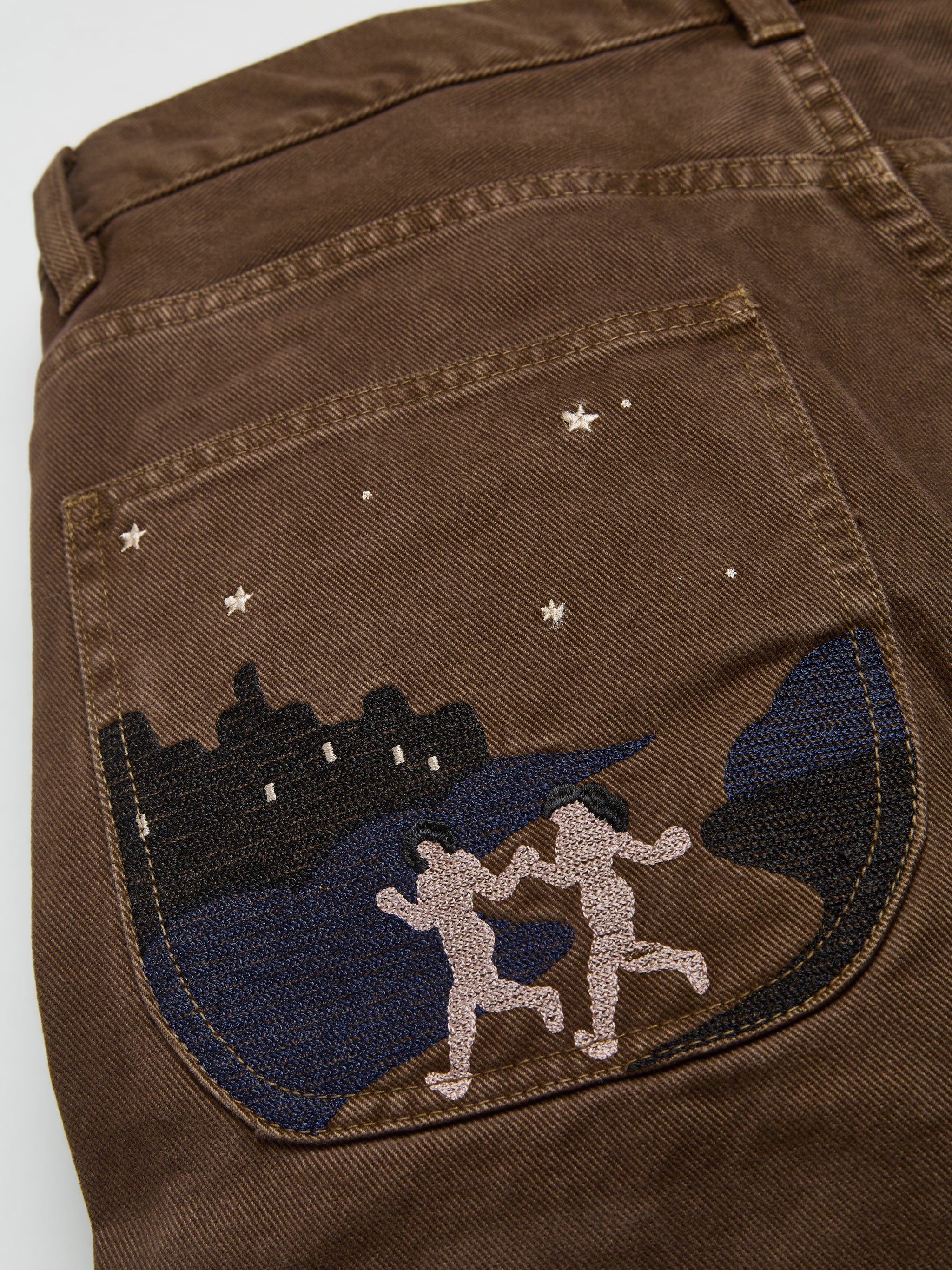 Under The Moon Pants in Brown Denim