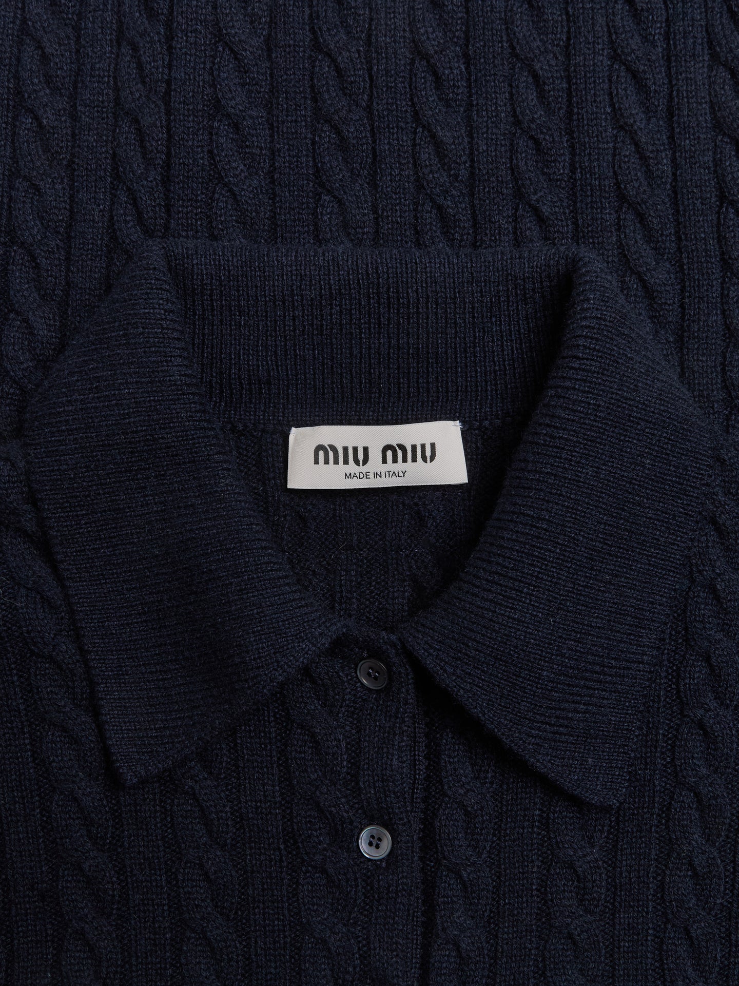 Cable Knit Cashmere Pullover in Navy